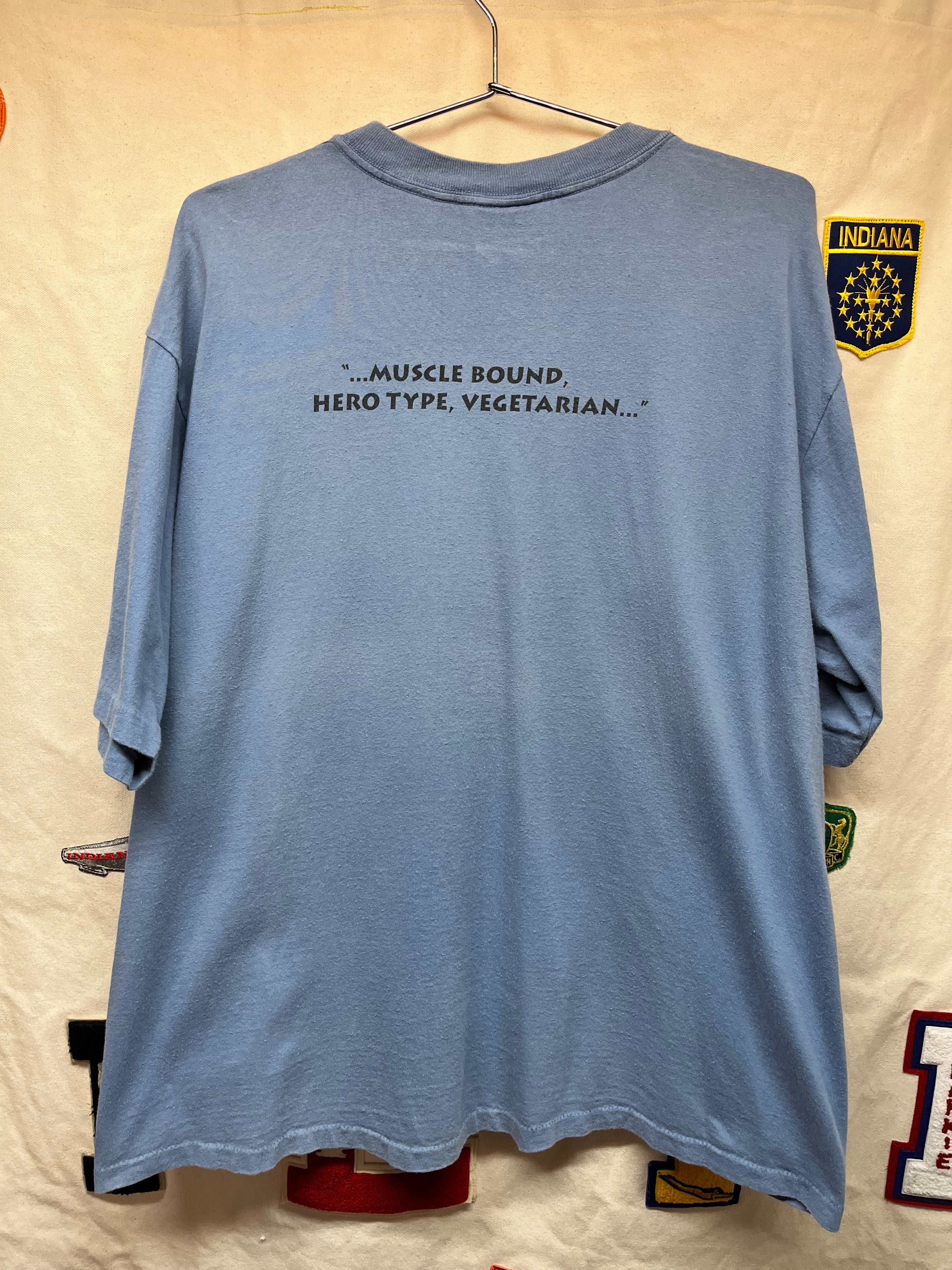 Vintage Popeye Sailor TV Show Big Face Graphique De France Blue T-Shirt: XL