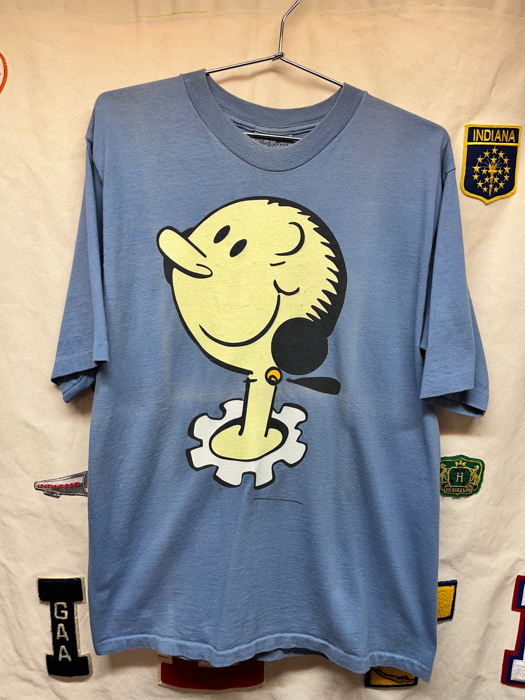 Vintage Olive Oyl Popeye Big Face Tv Show Graphique De France Blue T-Shirt: Large