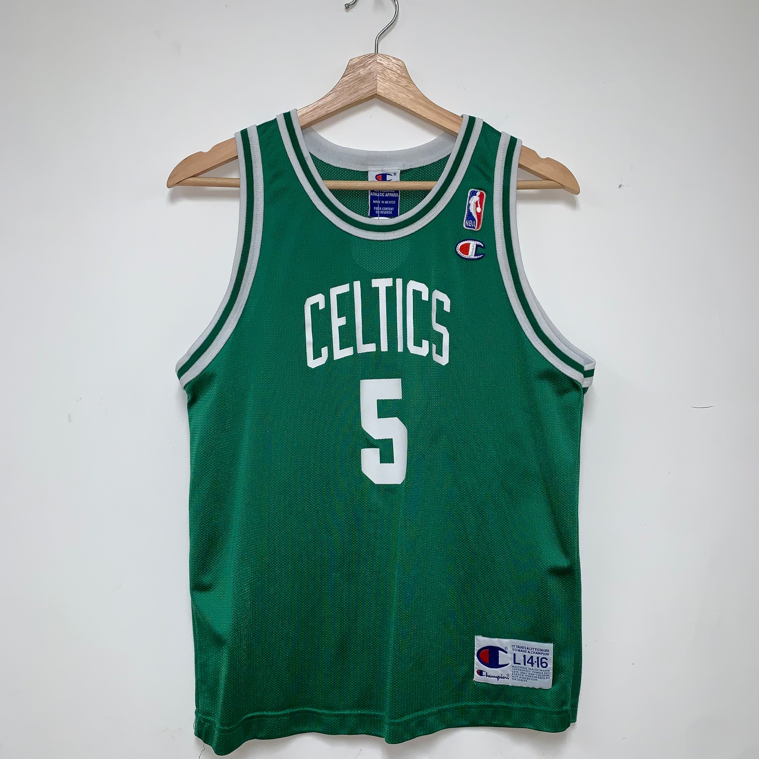 Vintage Boston Celtics Ron Mercer 5 NBA Basketball Champion Jersey: Youth Large