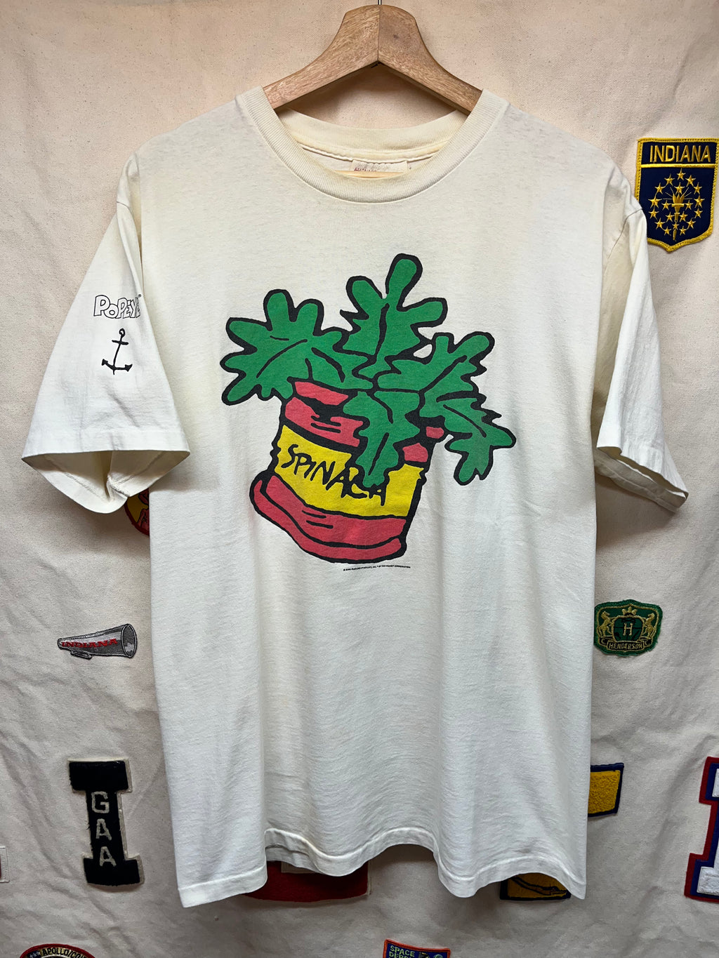 Vintage Popeye Spinach Sailor anchor Graphique De France TV Show T-Shirt: Large