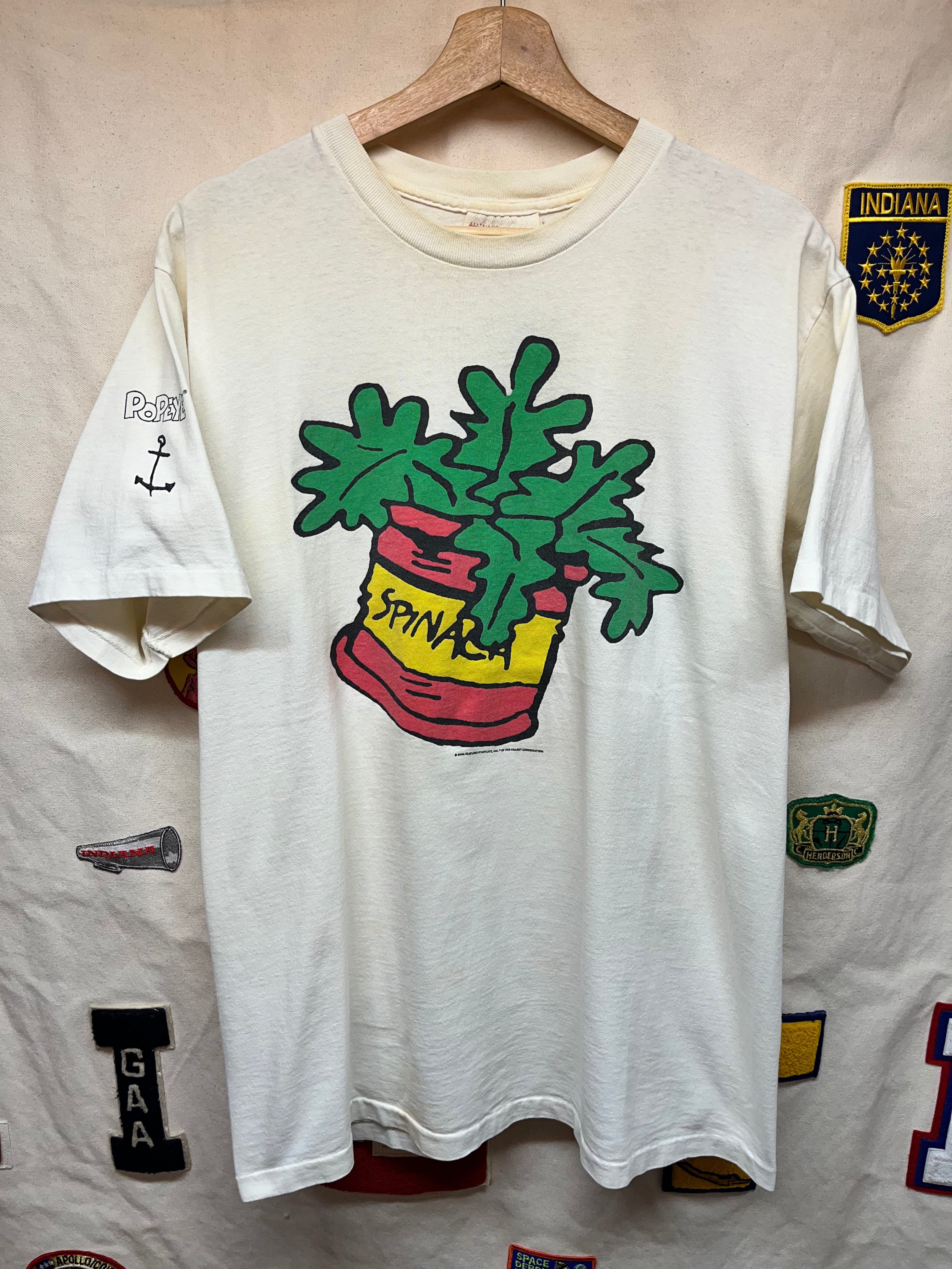 Vintage Popeye Spinach Sailor anchor Graphique De France TV Show T-Shirt: Large