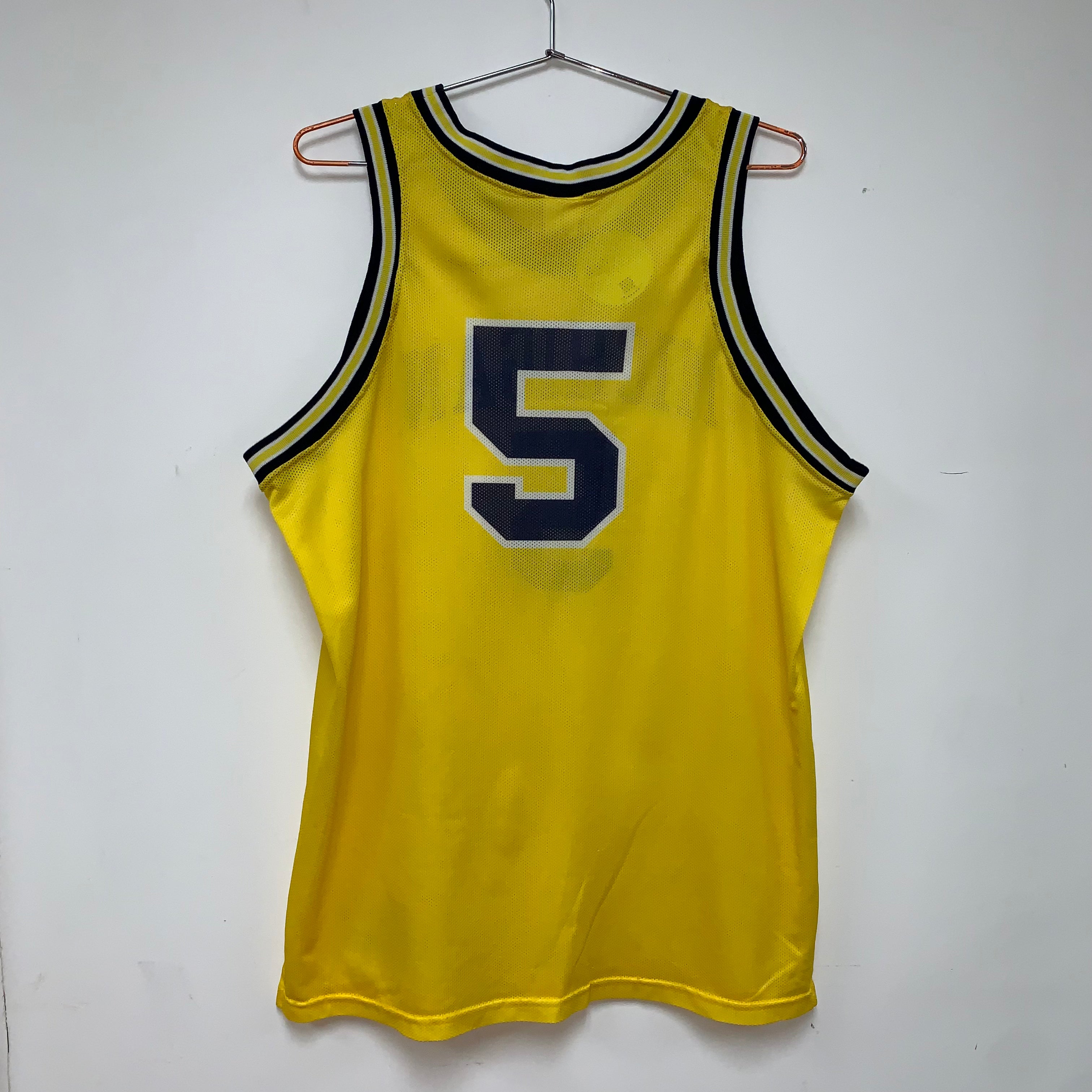 Vintage University of Michigan Chris Webber 5 Yellow Nike Team Basketball Jersey: XL