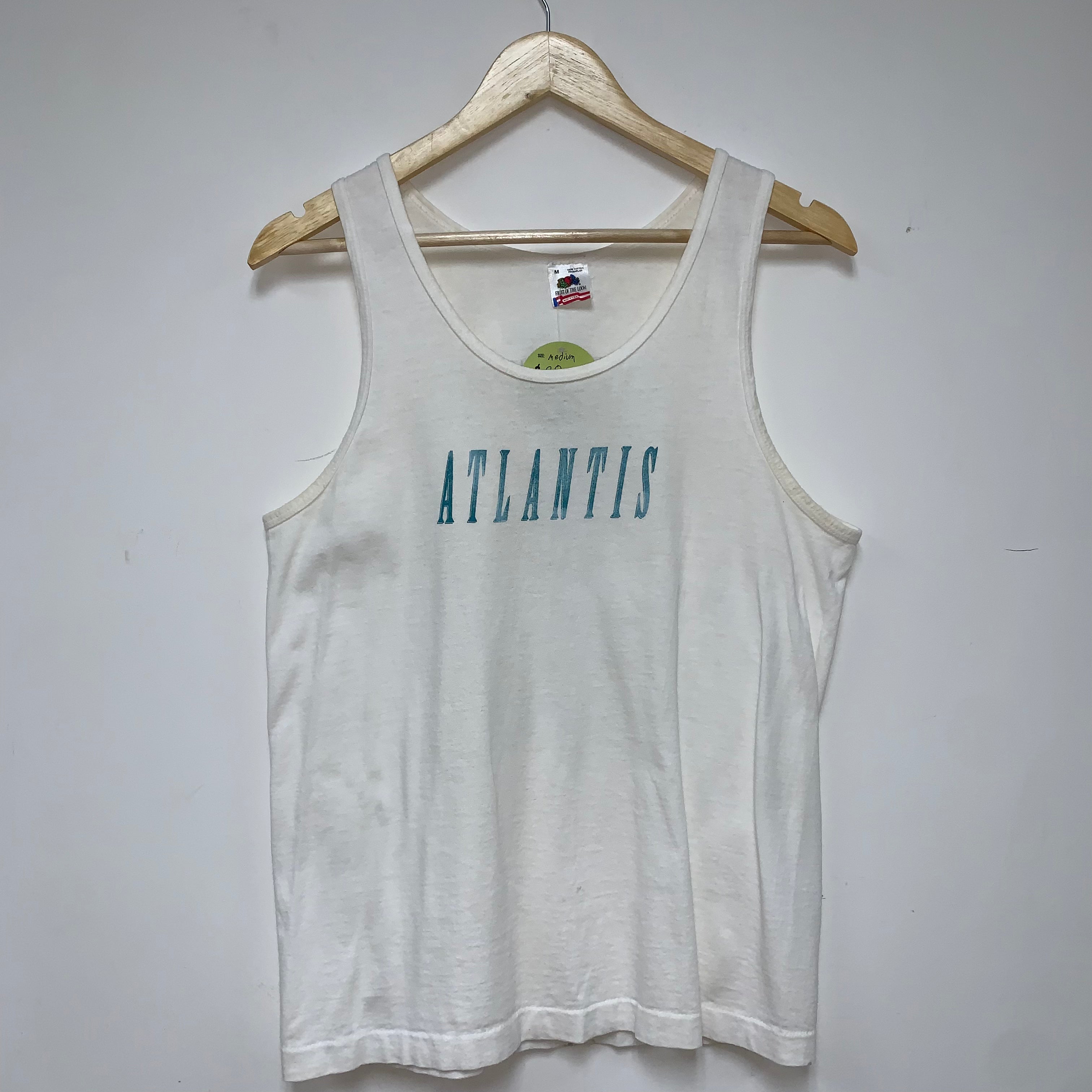 Vintage Atlantis Club Med Playa Blanca White Tank Top: Medium