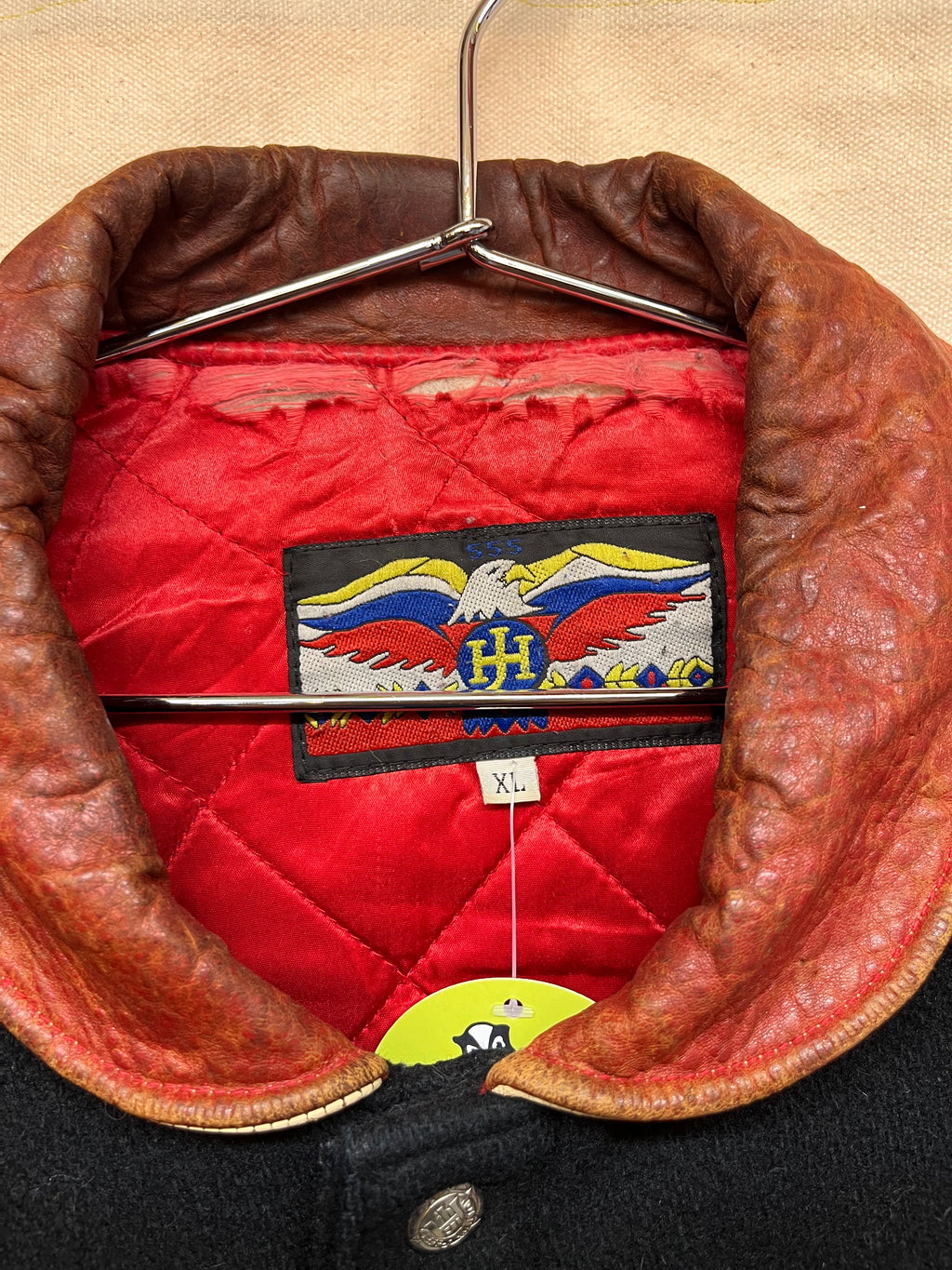 Vintage Detroit Red Wings NHL Jeff Hamilton Leather Wool Bomber Jacket: XL