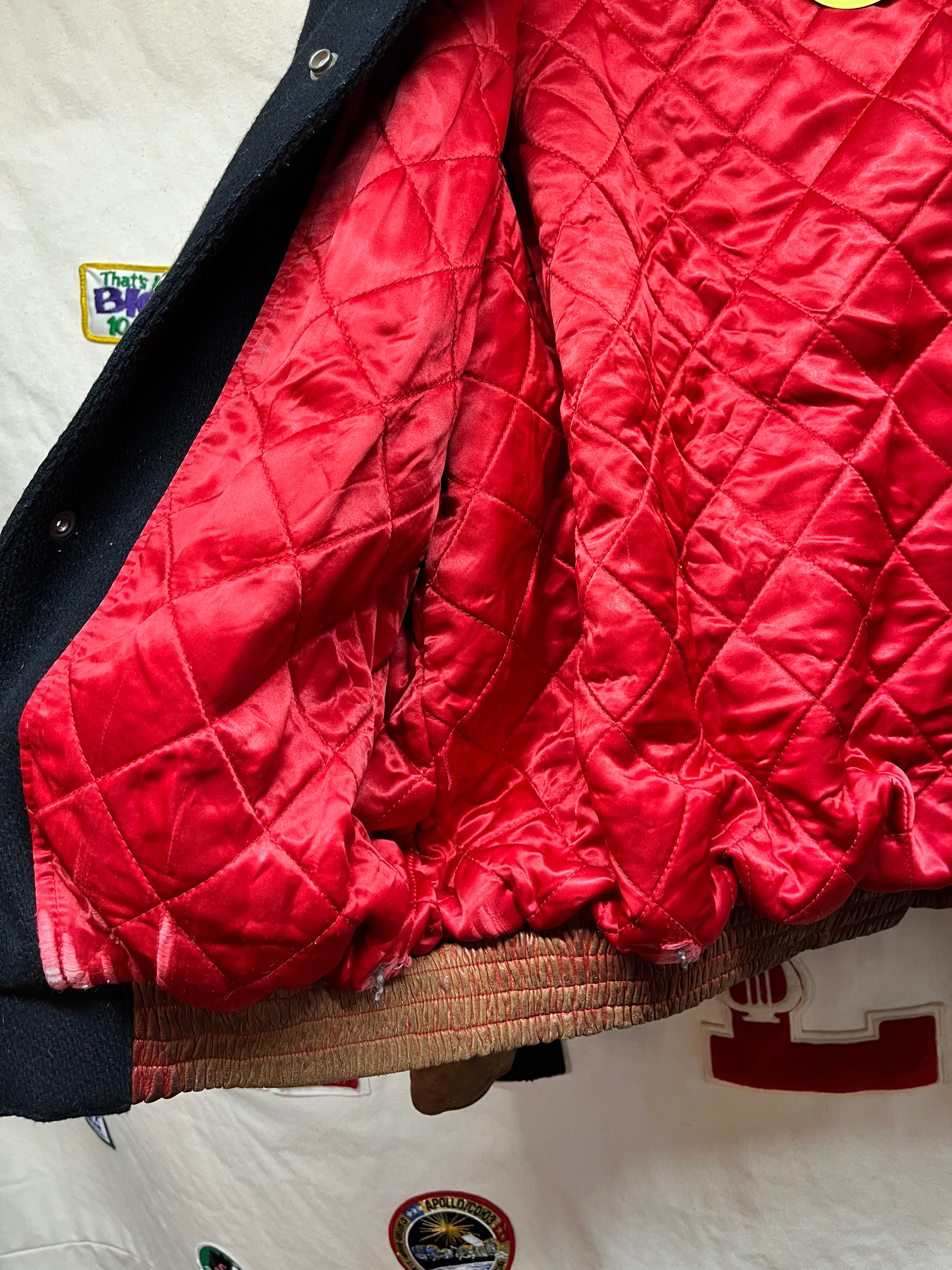 Vintage Detroit Red Wings NHL Jeff Hamilton Leather Wool Bomber Jacket: XL