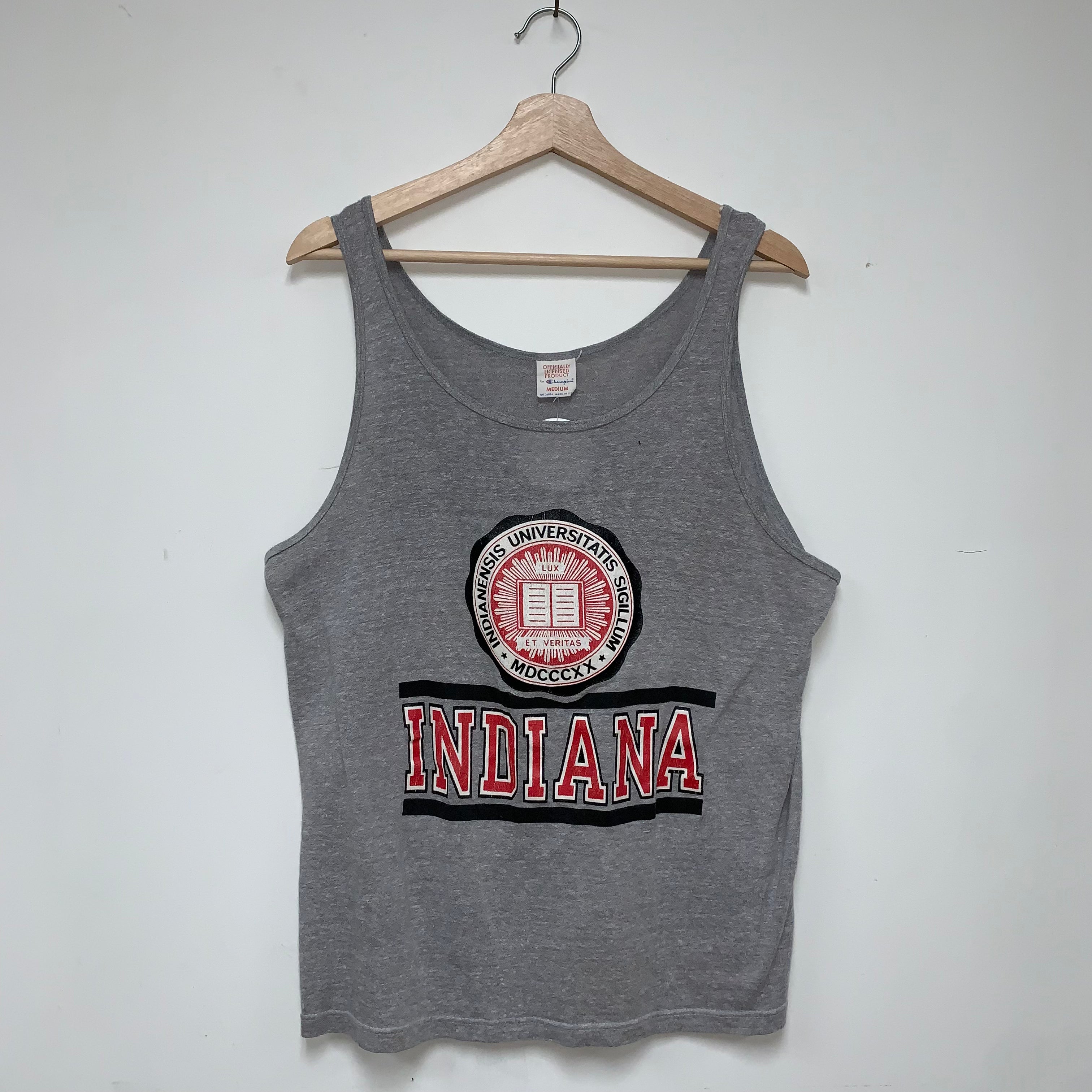 Vintage Indiana University IU Crest Grey Champion Tank Top: Medium