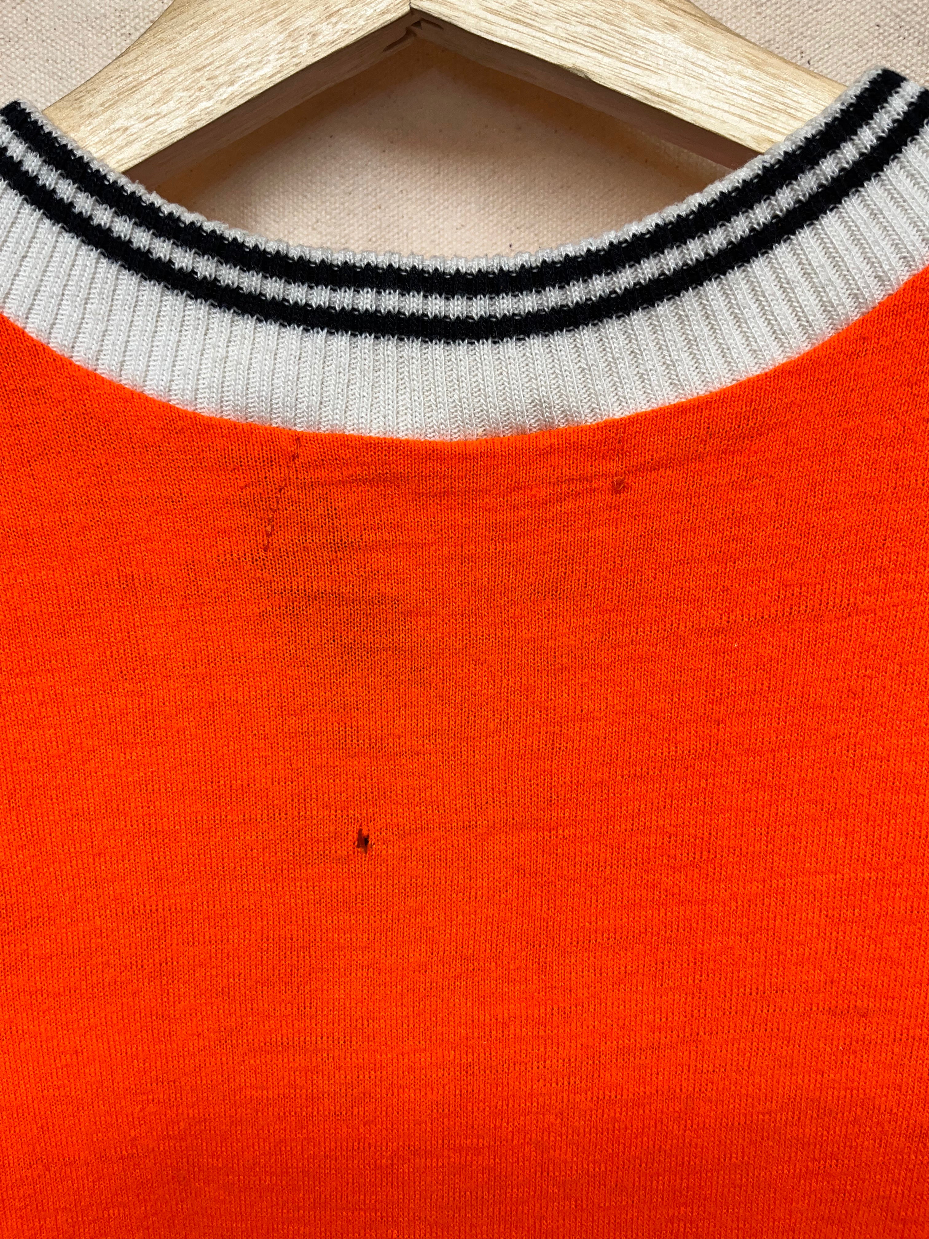 Vintage Neon Orange 70's Evansville Velo Sport Pepsi Carolo Wool Cycling Jersey: Large