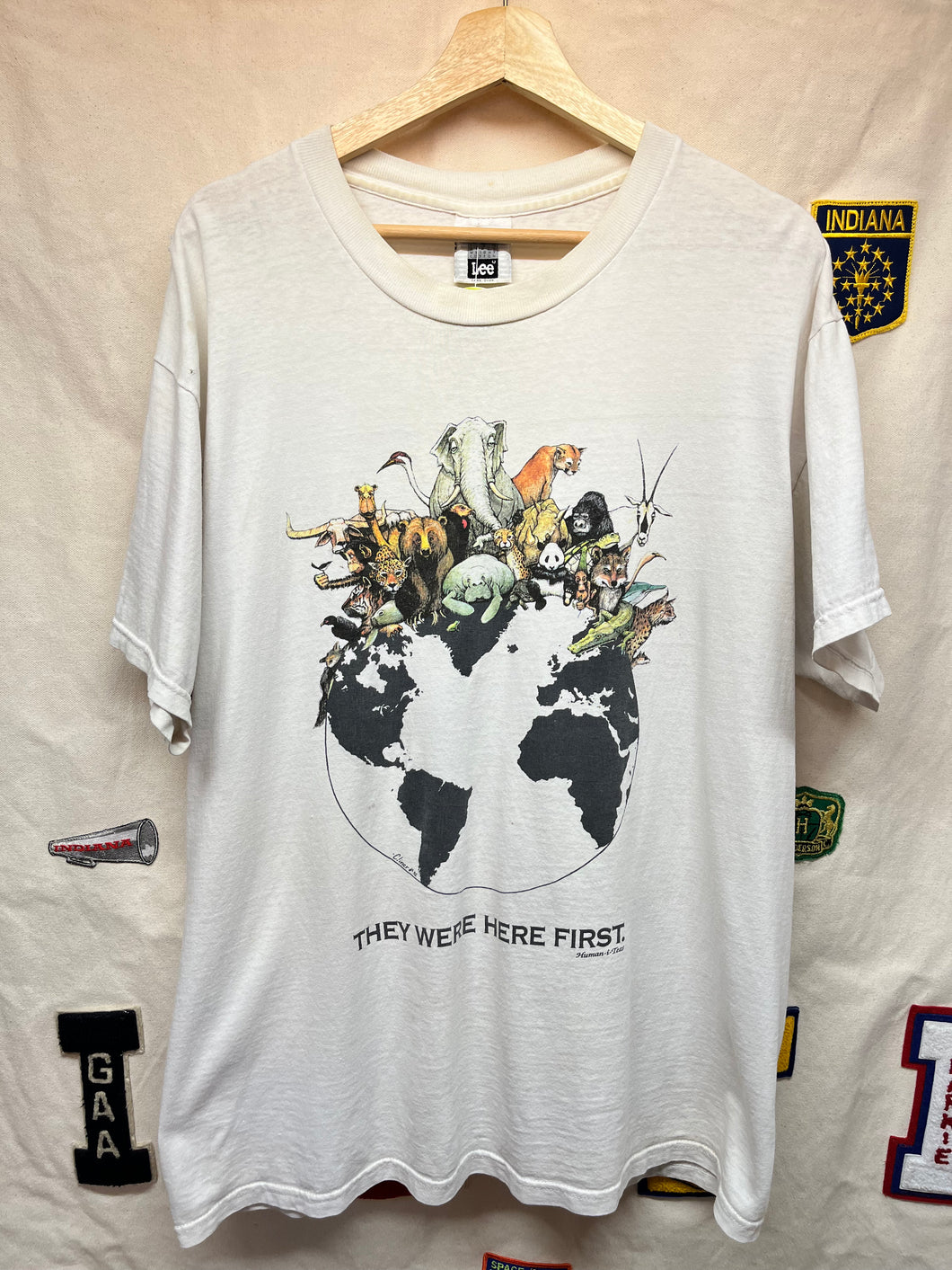 Vintage They Were Here First Earth Animals Nature Humanitees T-Shirt: XL