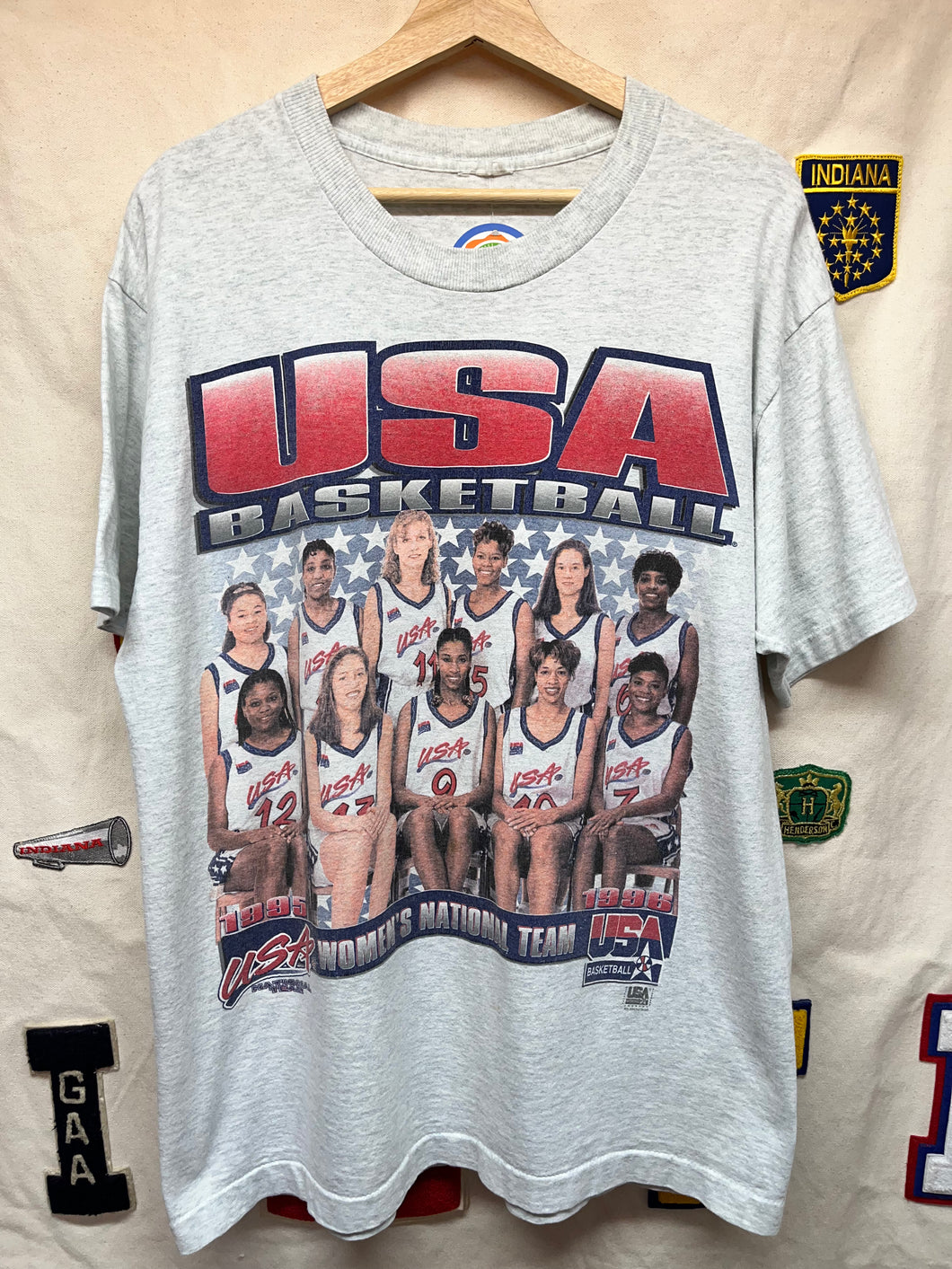 Vintage Womens USA Basketball Olympics National Team 1995 1996 Grey Rap T-Shirt: XL