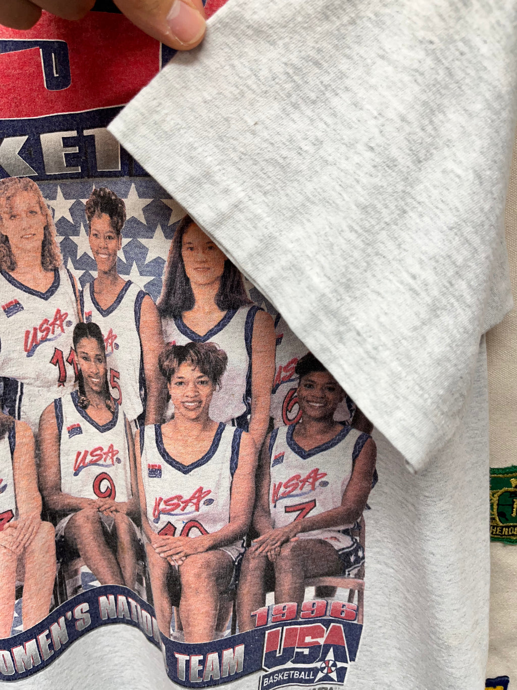 Vintage Womens USA Basketball Olympics National Team 1995 1996 Grey Rap T-Shirt: XL