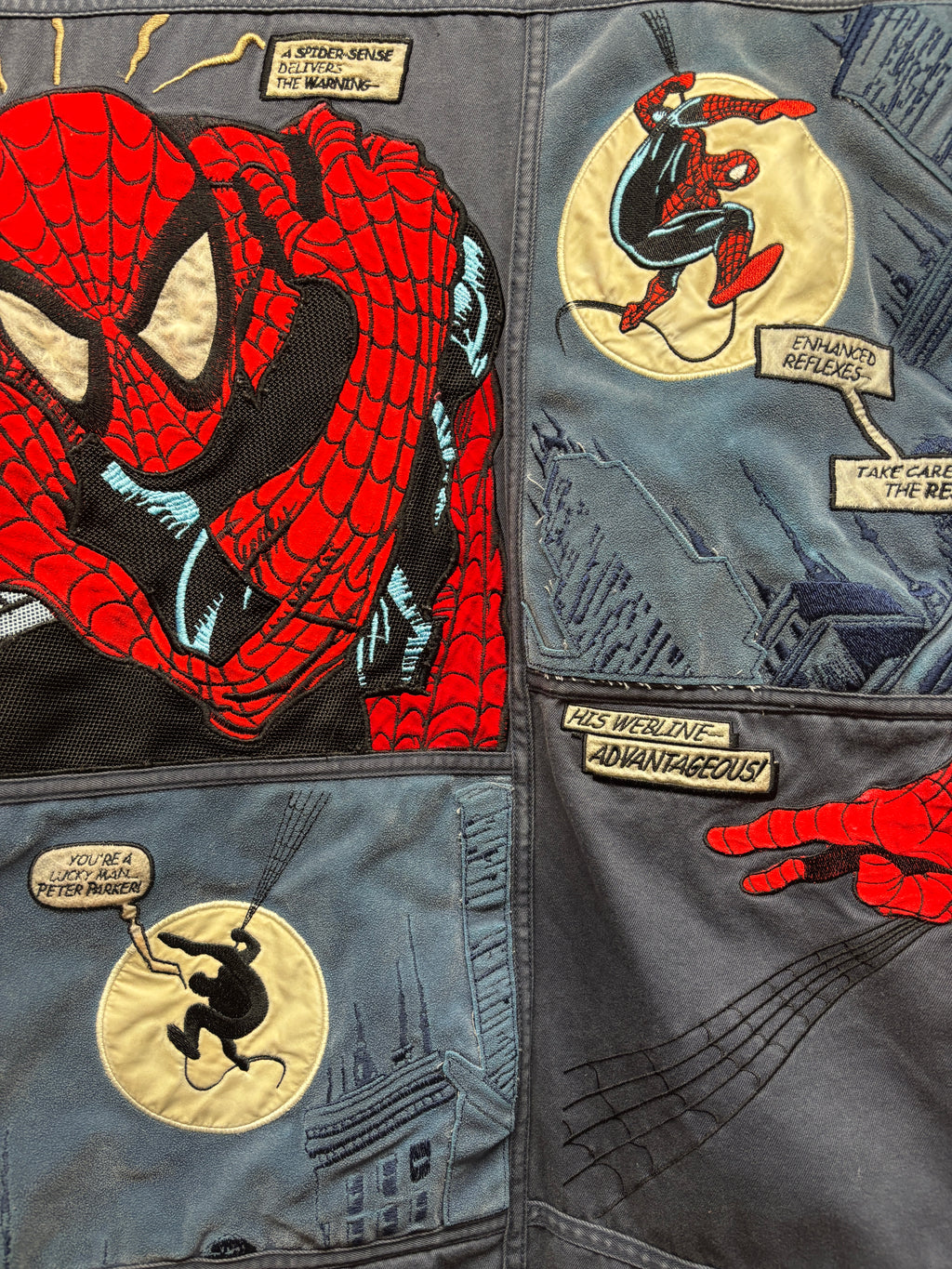 Vtg Ecko Unltd Spiderman Marvel Embroidered Y2K Work Jacket: XL