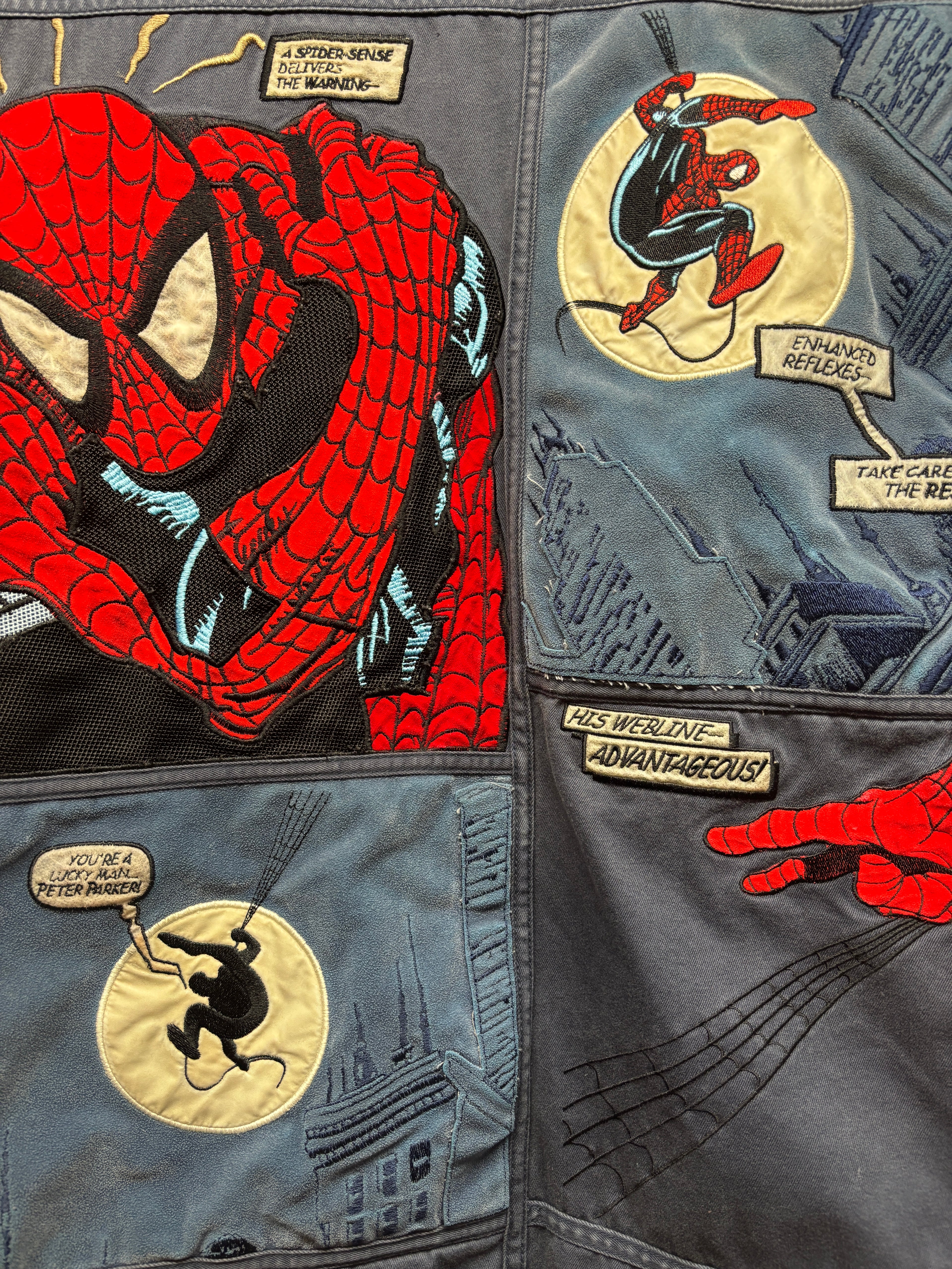 Vtg Ecko Unltd Spiderman Marvel Embroidered Y2K Work Jacket: XL