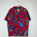Vintage Hawaiian Red Purple Floral 90's Button Up Shirt: Large