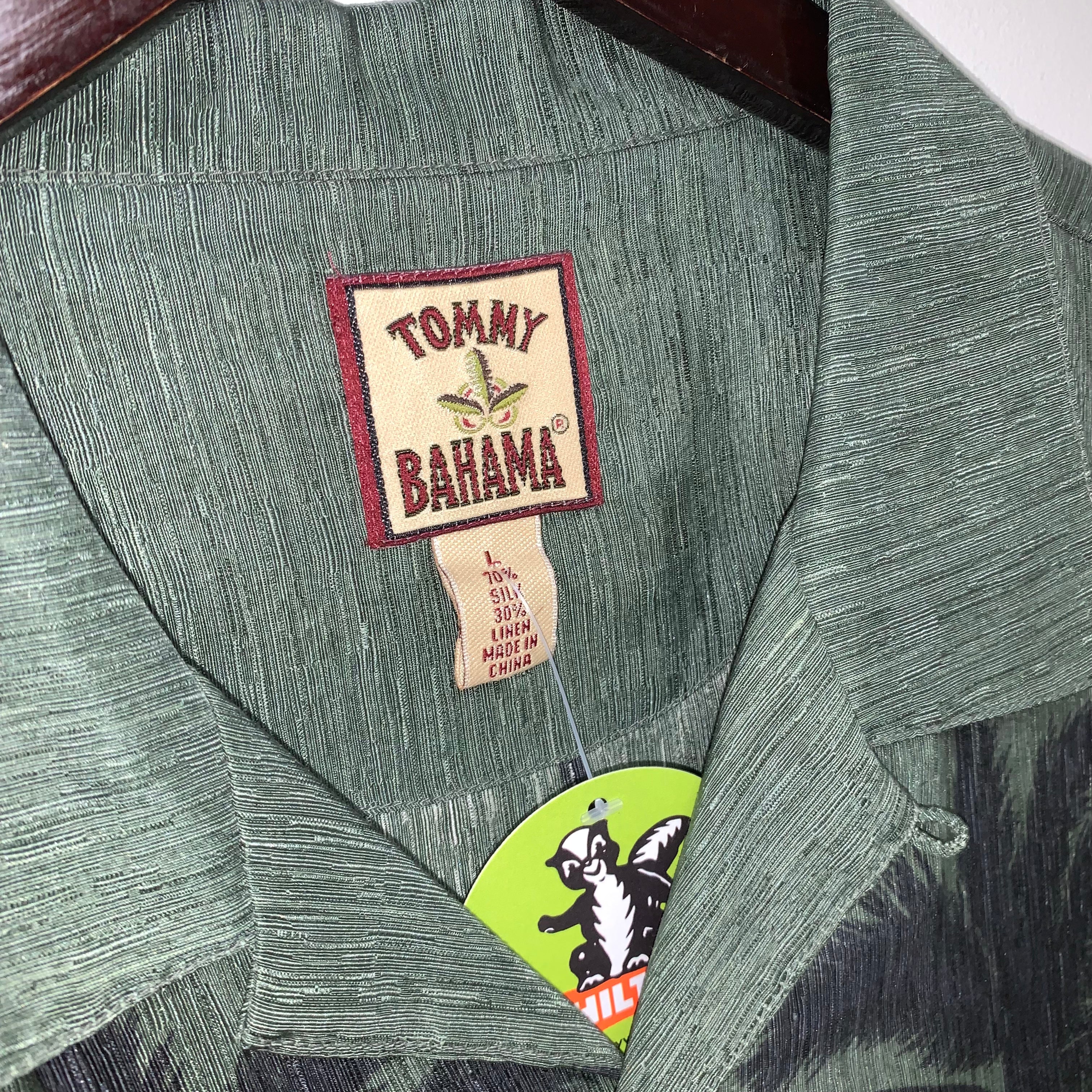 Vintage Tommy Bahama Palm Trees Hawaiian Silk Linen Button Up Shirt: Large