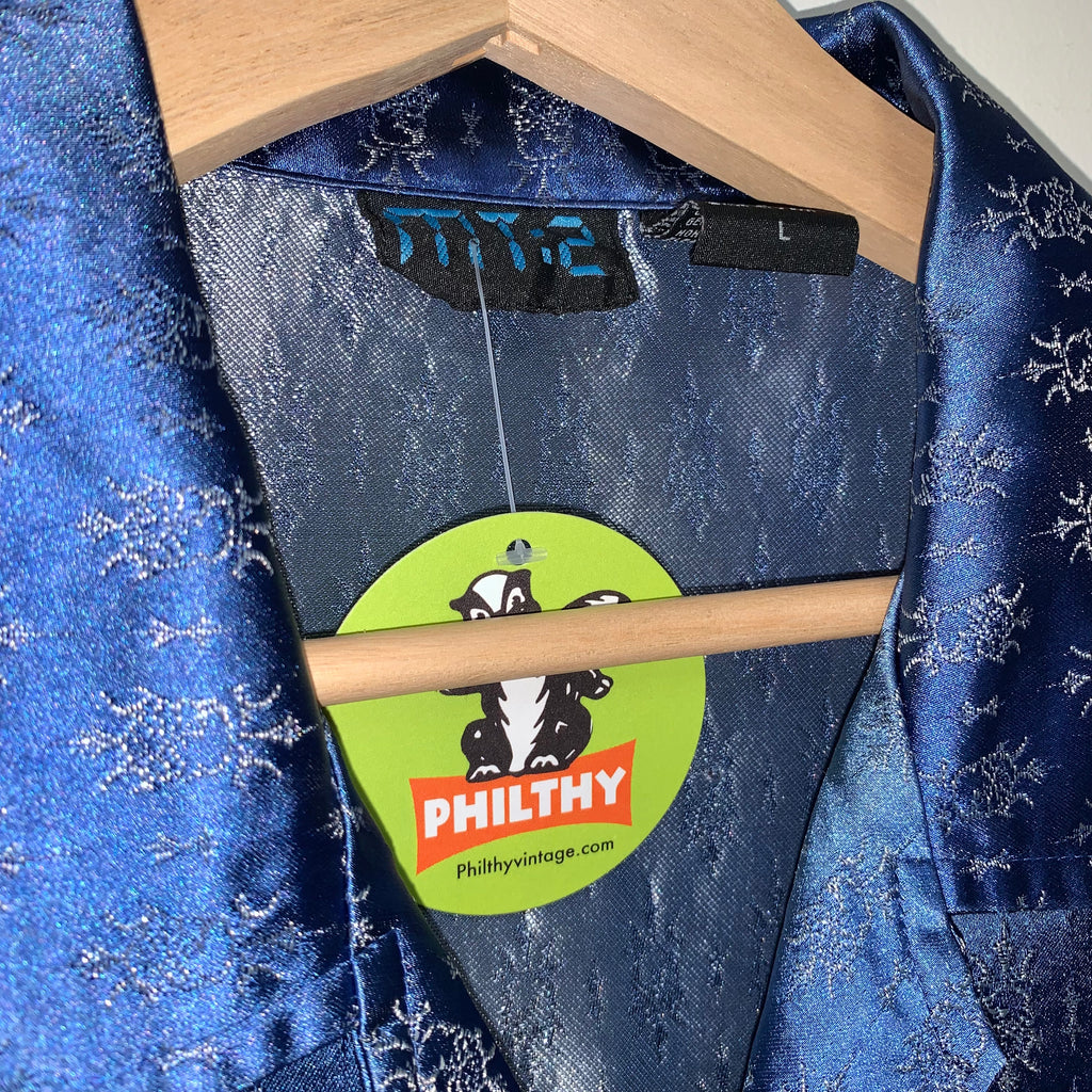 Vintage Y2K Skull Blue MT:2 Button Up Shirt: Large