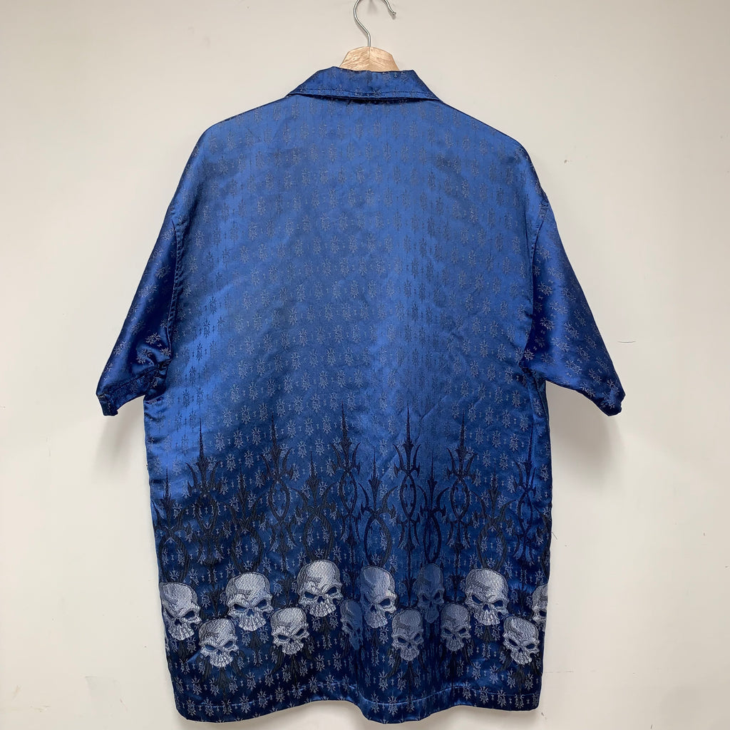 Vintage Y2K Skull Blue MT:2 Button Up Shirt: Large