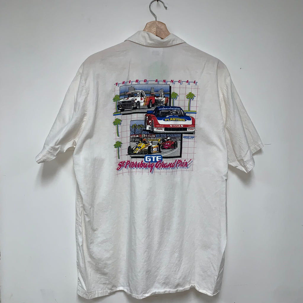Vintage St.Petersburgh Grand Prix GTE Car ShowNative Sun Printed Button Up Shirt: Large