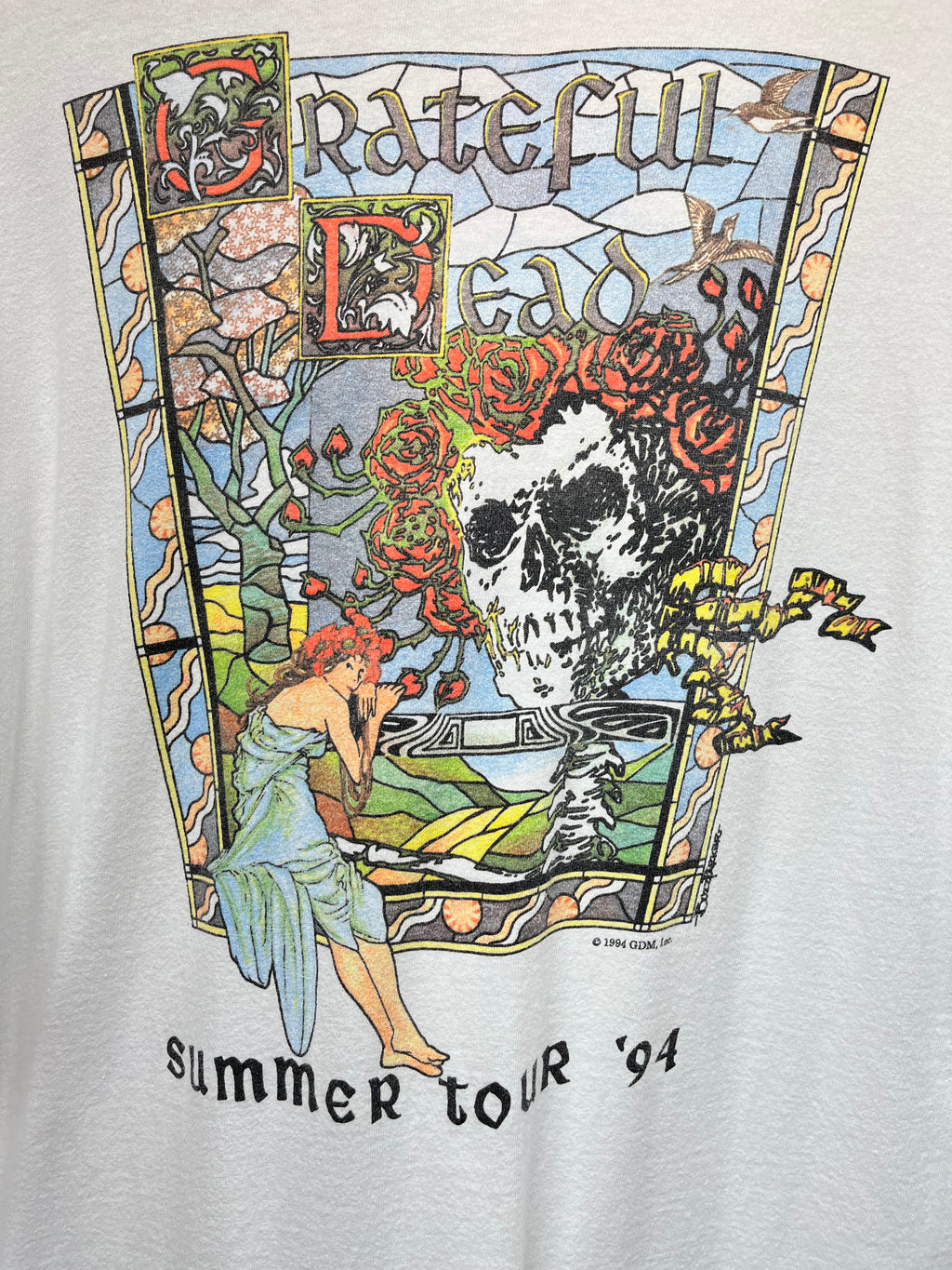 Vintage 1994 Grateful Dead Stained Glass Fairy Summer Tour White T-Shirt: XL