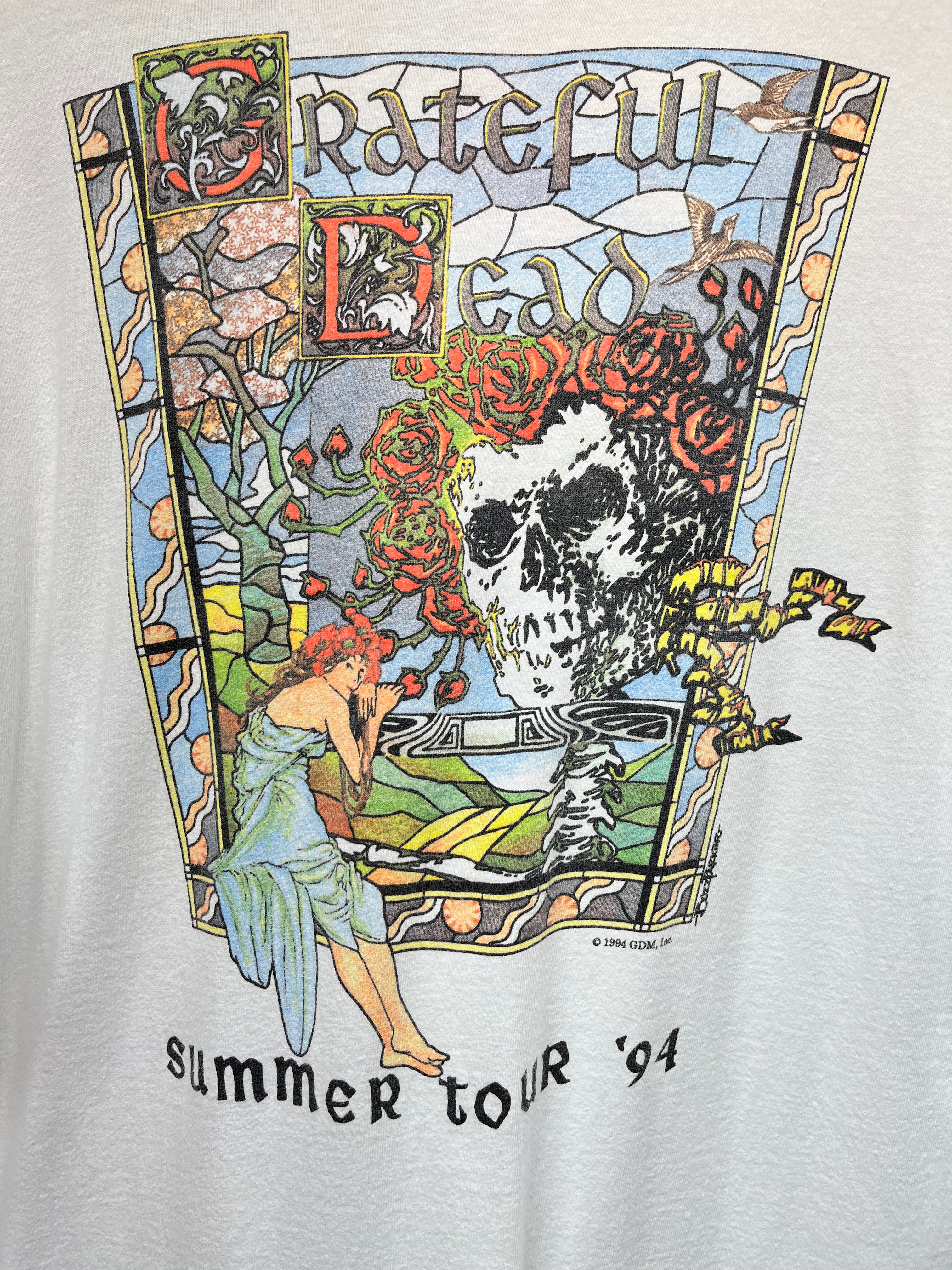 Vintage 1994 Grateful Dead Stained Glass Fairy Summer Tour White T-Shirt: XL