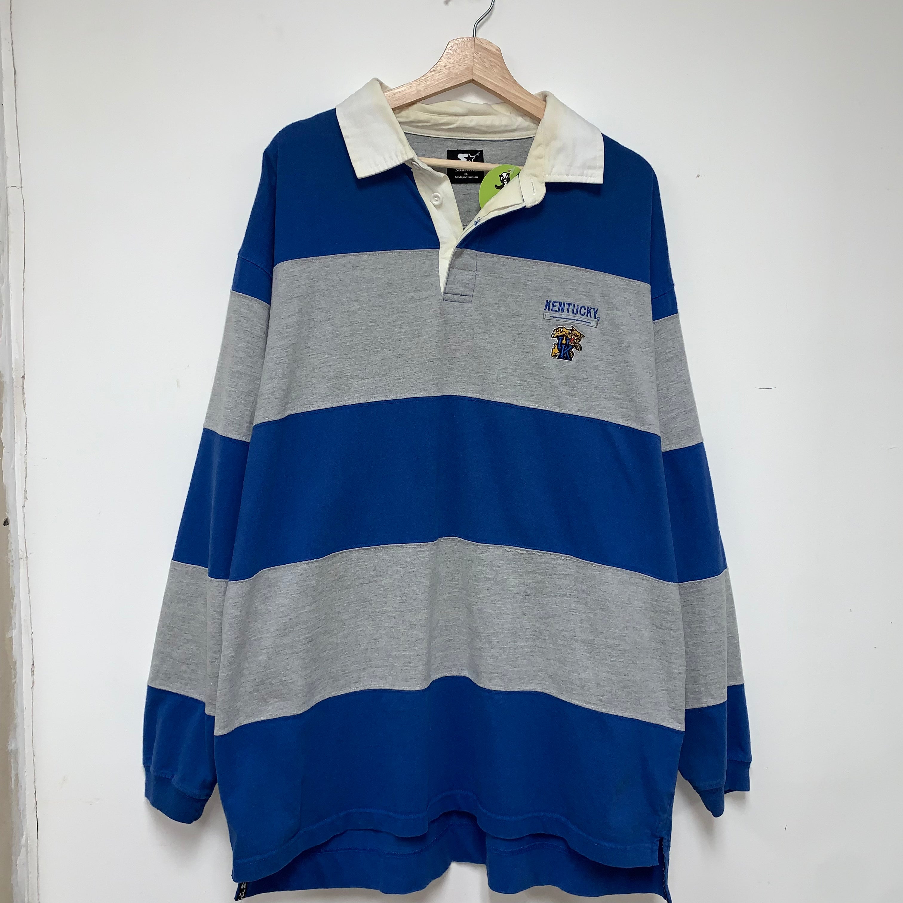 Vintage University of Kentucky UK Stripe Starter Polo Rugby Shirt: XL