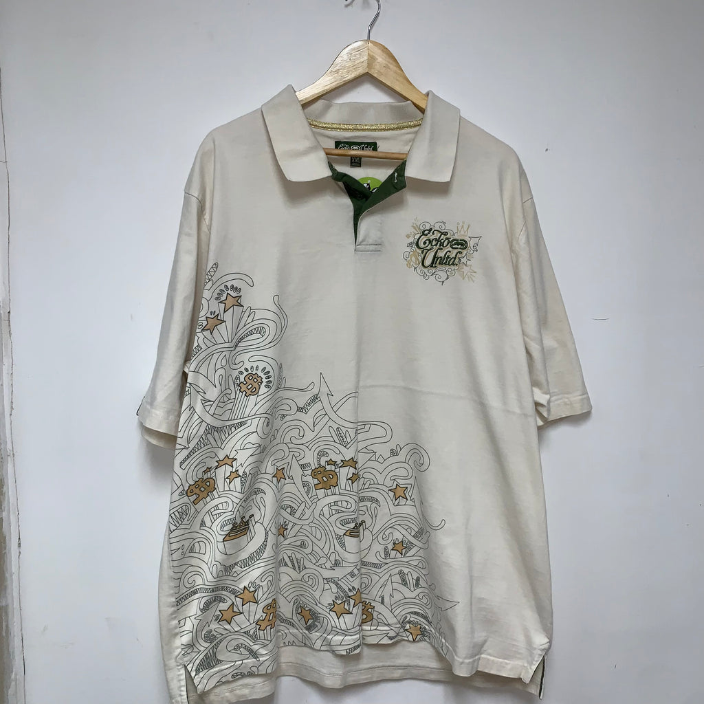 Vintage Ecko Unltd Cash Money Y2K White Polo Shirt: XXL