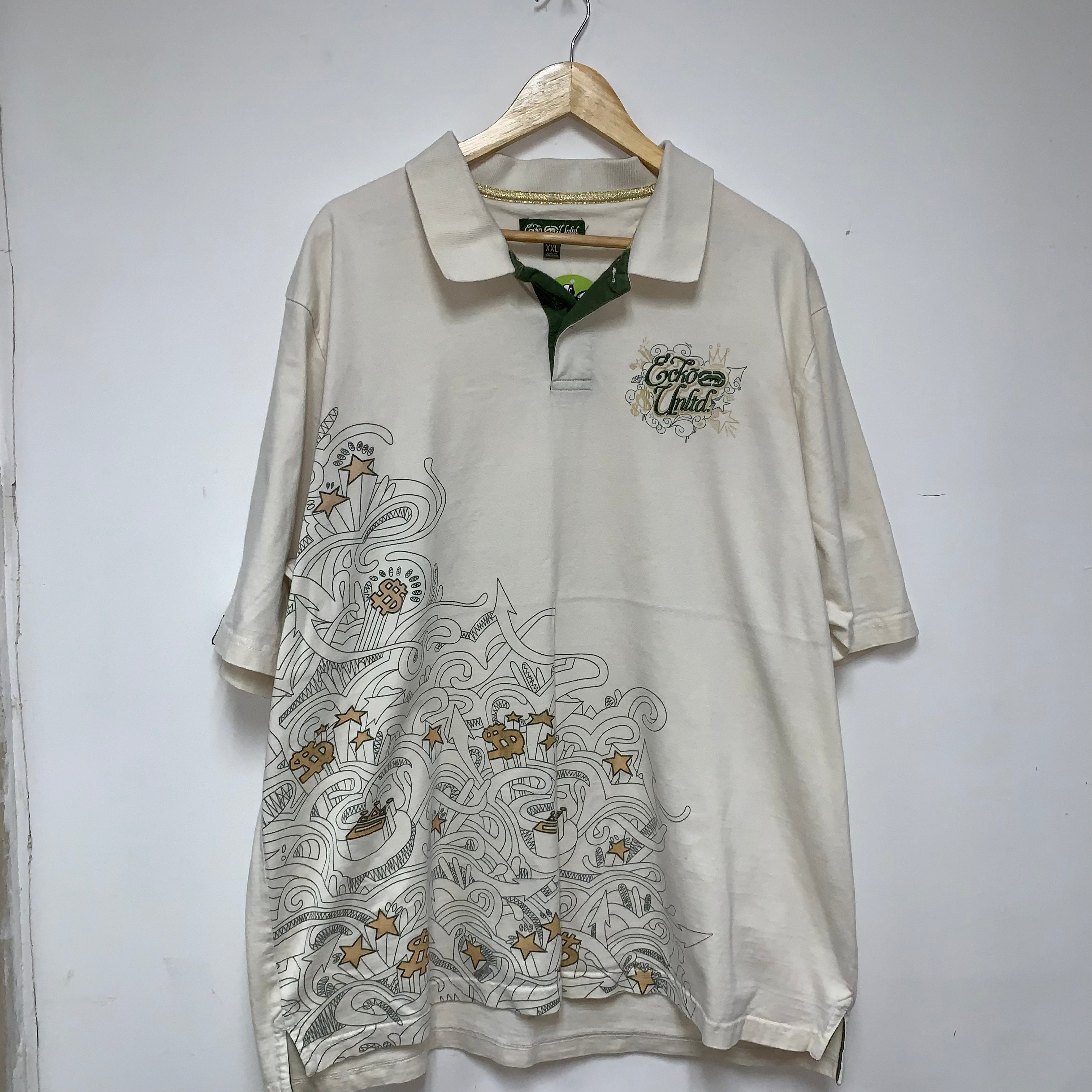Vintage Ecko Unltd Cash Money Y2K White Polo Shirt: XXL