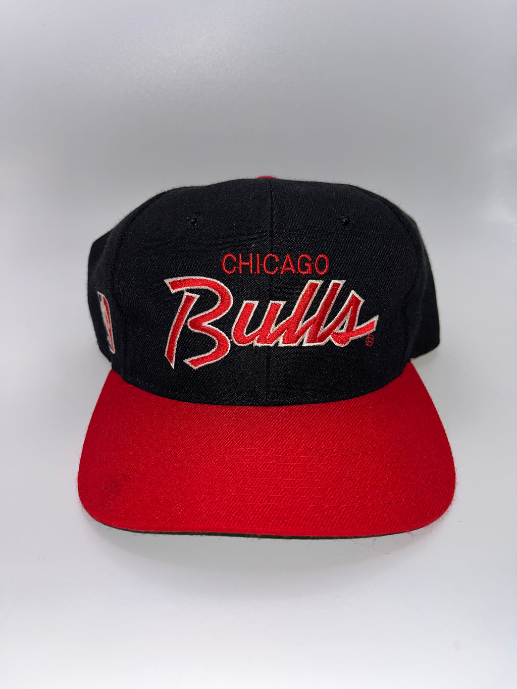 Vintage Chicago Bulls Script Black Red NBA Sports Specialties 90's Snapback Hat