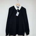 Vintage Lands End Cotton Black White Rugby Shirt NWT: Medium