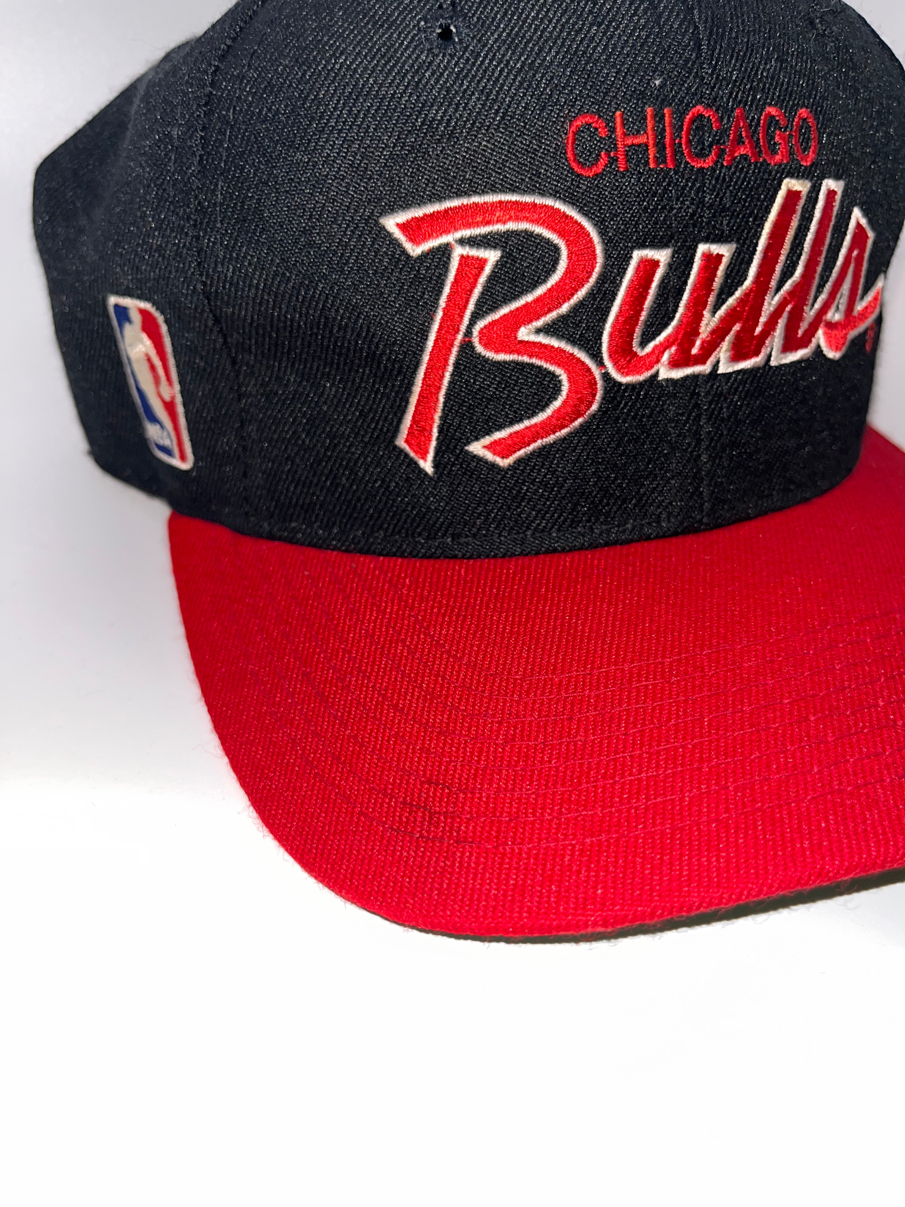 Vintage Chicago Bulls Script Black Red NBA Sports Specialties 90's Snapback Hat