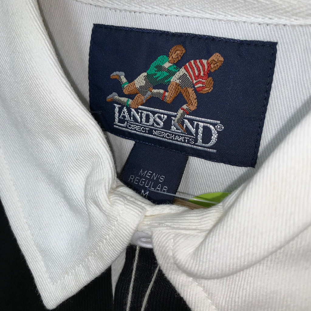 Vintage Lands End Cotton Black White Rugby Shirt NWT: Medium