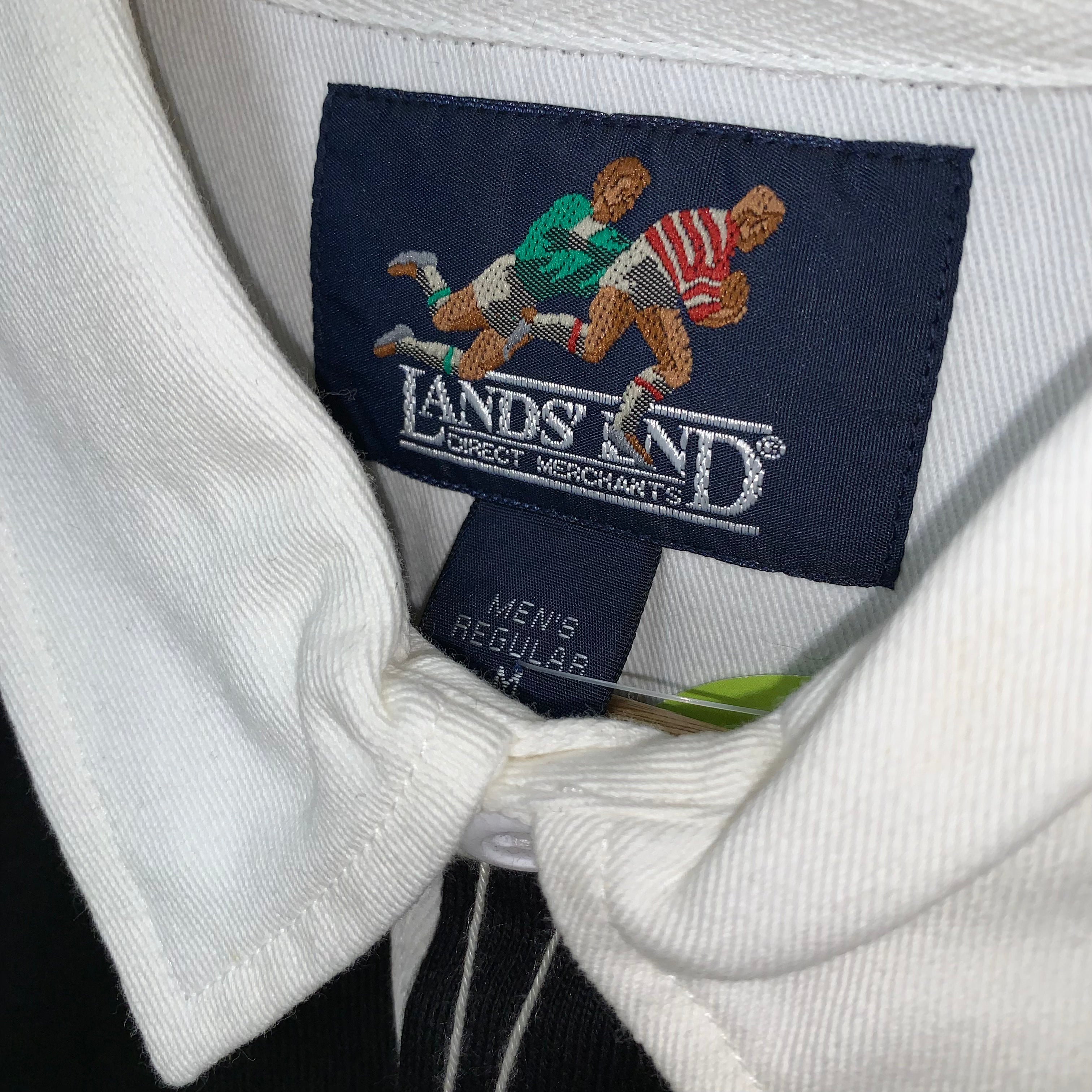Vintage Lands End Cotton Black White Rugby Shirt NWT: Medium