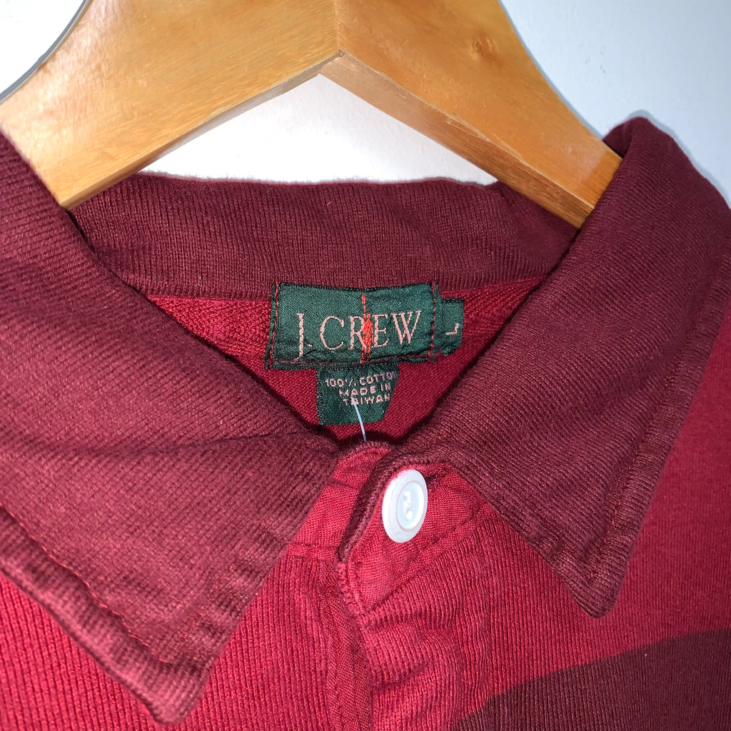 Vintage J Crew Oarsmen Red Tonal Stripe Cotton Rugby Shirt: Large