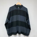 Vintage J Crew Black Gray Stripe Cotton Rugby Shirt: Large