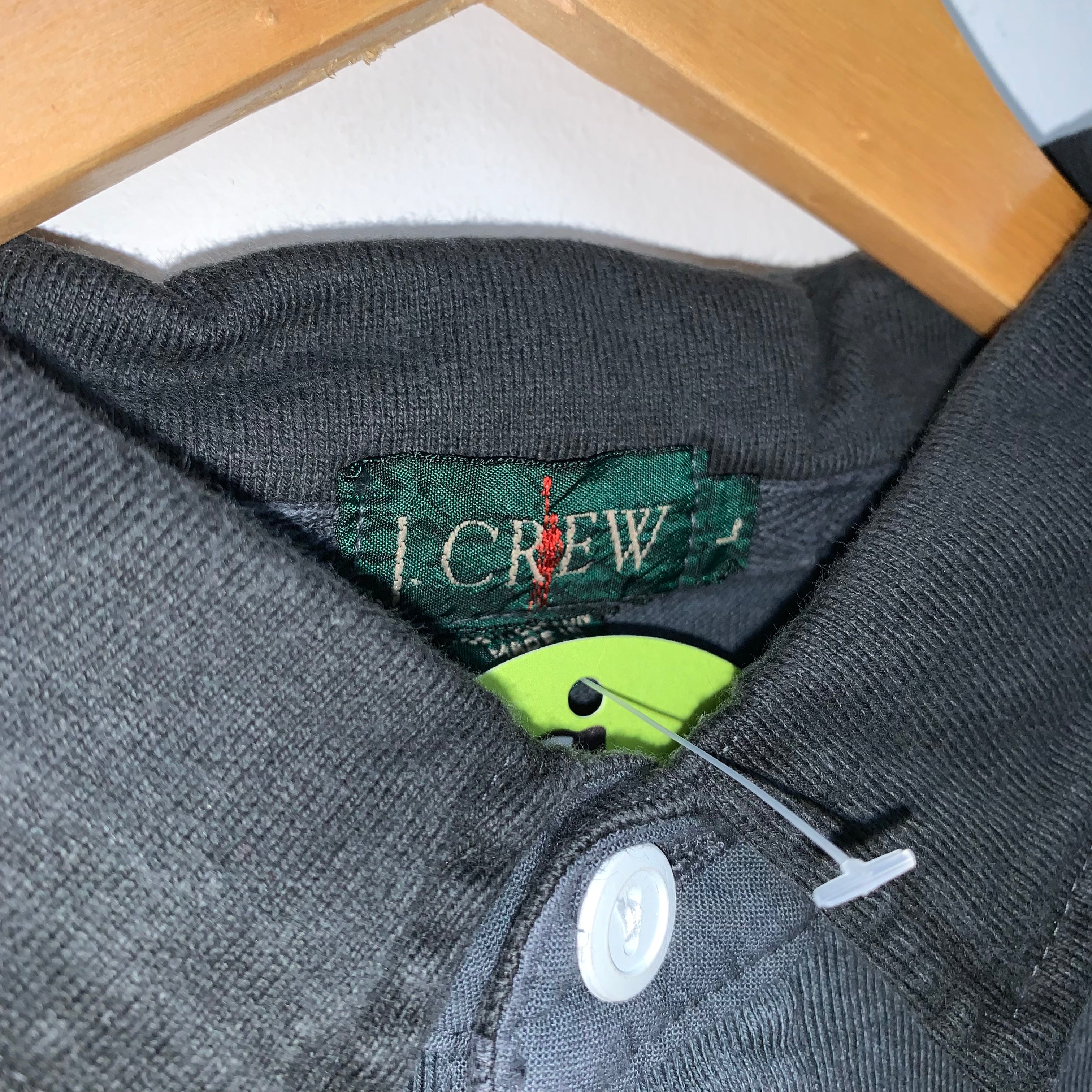 Vintage J Crew Black Gray Stripe Cotton Rugby Shirt: Large
