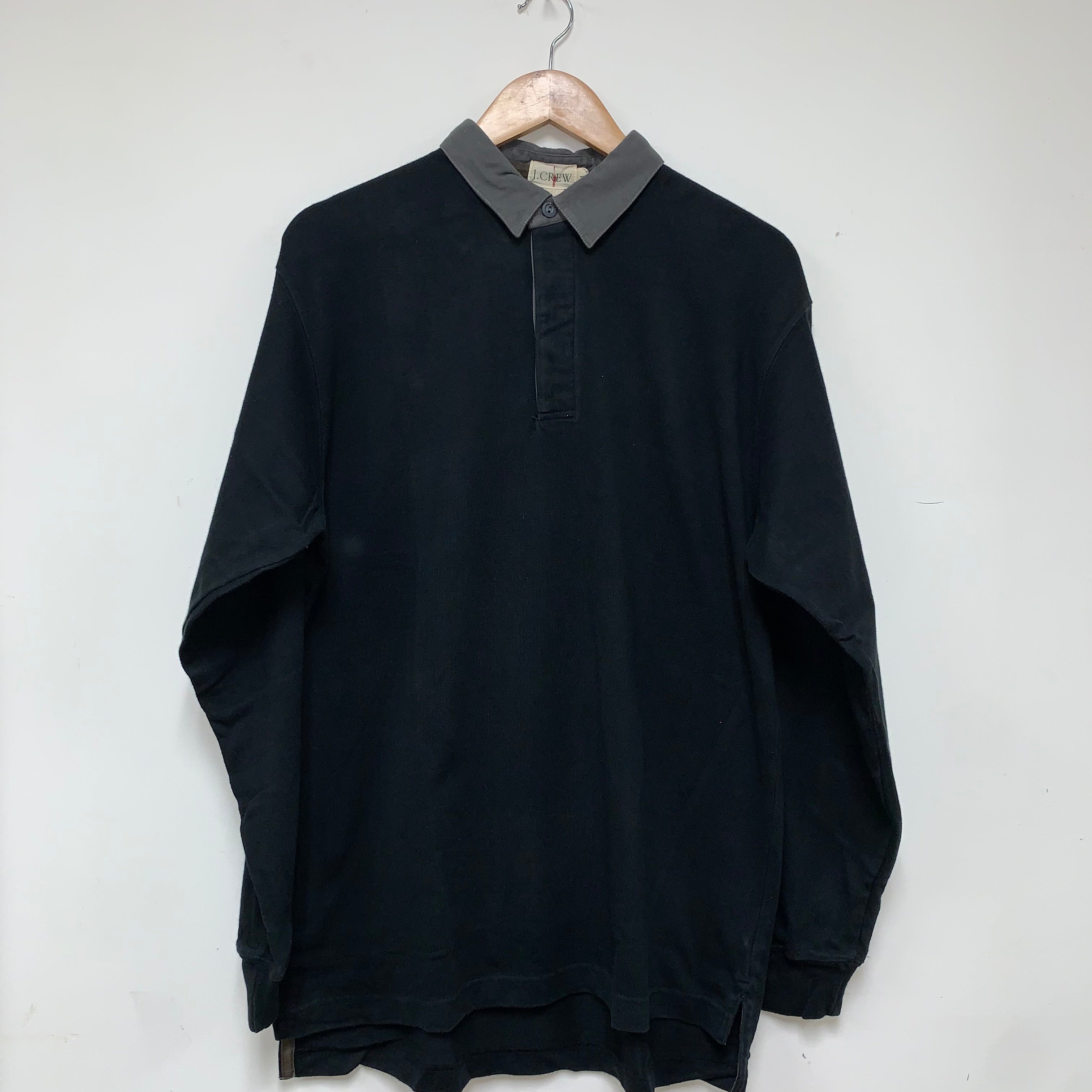 J Crew Black Gray Tonal Rugby Cotton Shirt: Medium