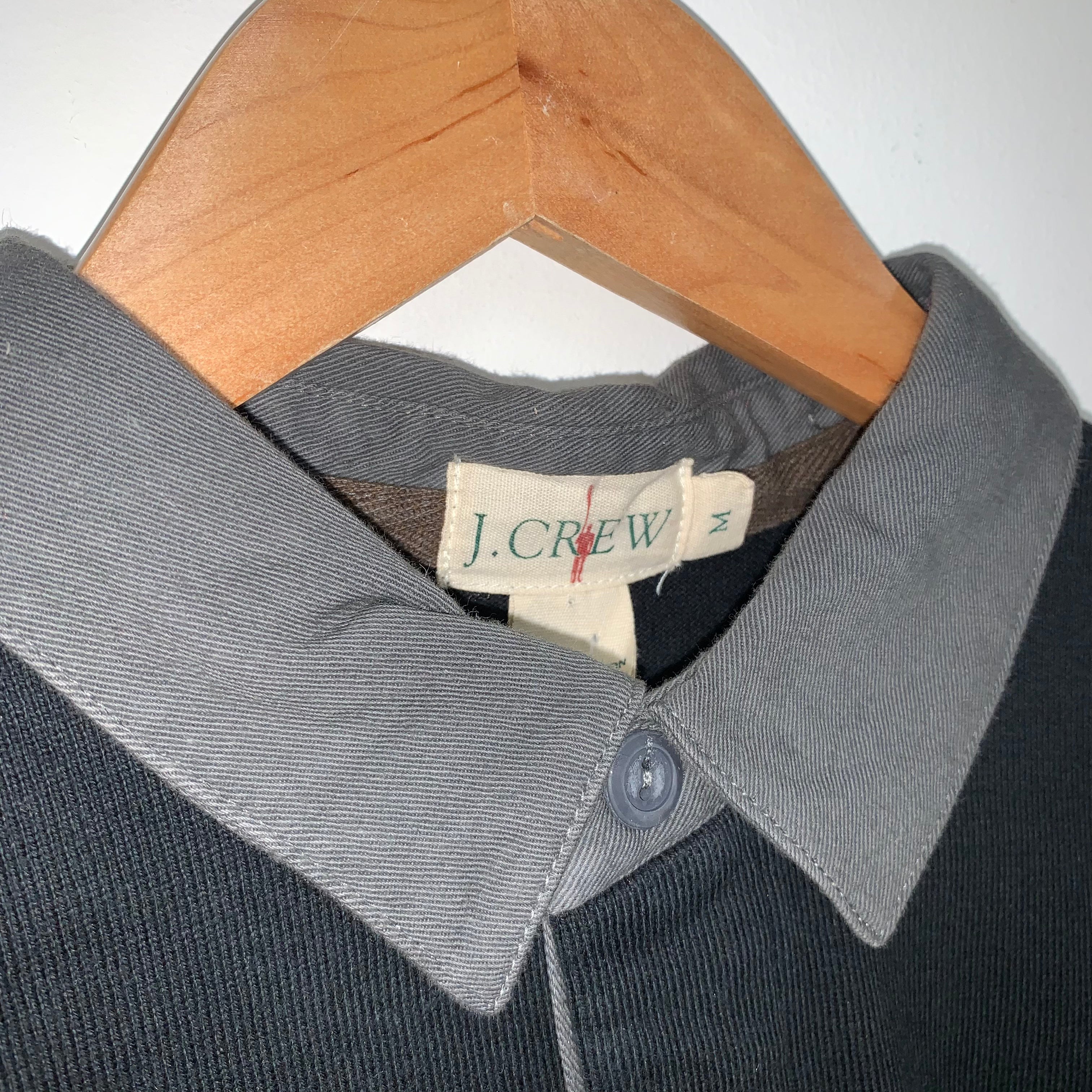 J Crew Black Gray Tonal Rugby Cotton Shirt: Medium