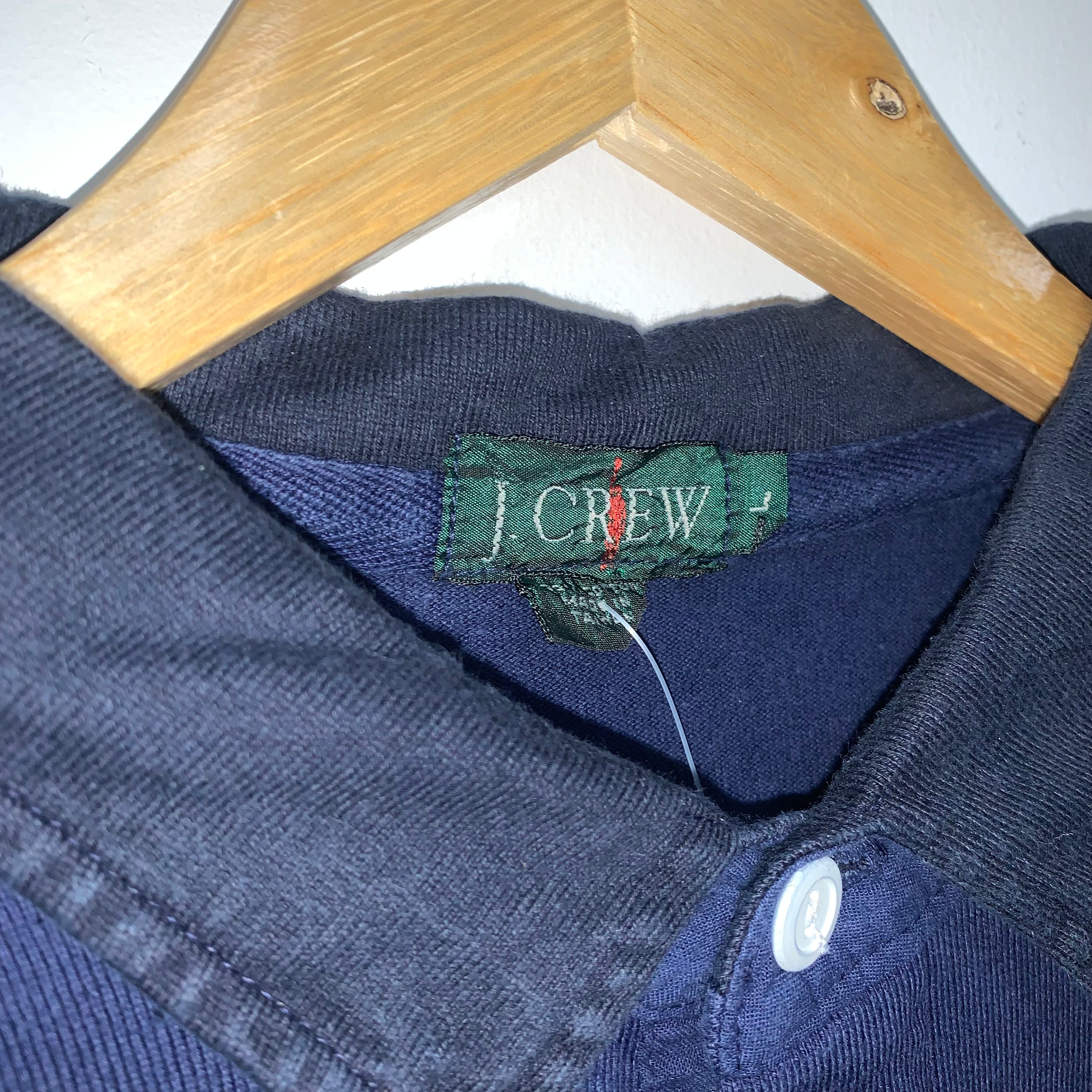 Vintage J Crew Navy Blue Stripe Cotton Rugby Shirt: Large
