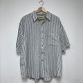 Vintage St. Johns Bay Linen/Cotton Striped Button Down: XL
