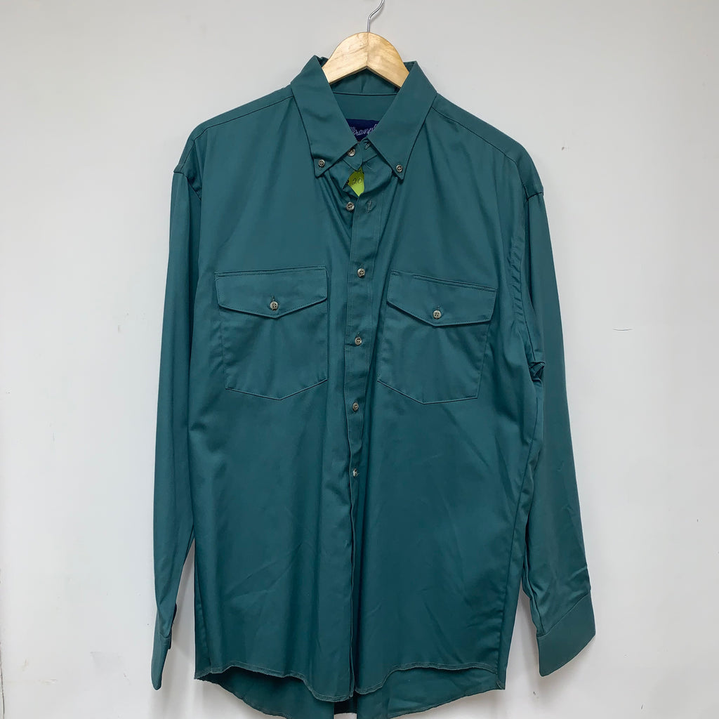 Vintage Dark Green Wrangler Western L/S Button Down: M