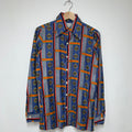 Vintage 70's Golden Arrow Bold Pattern Button Down Shirt: S