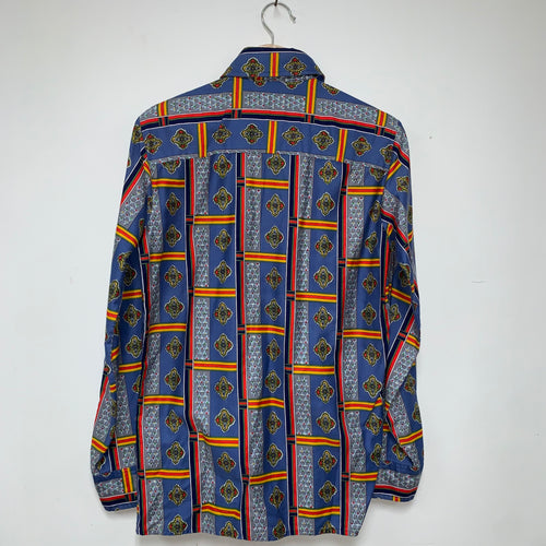 Vintage 70's Golden Arrow Bold Pattern Button Down Shirt: S