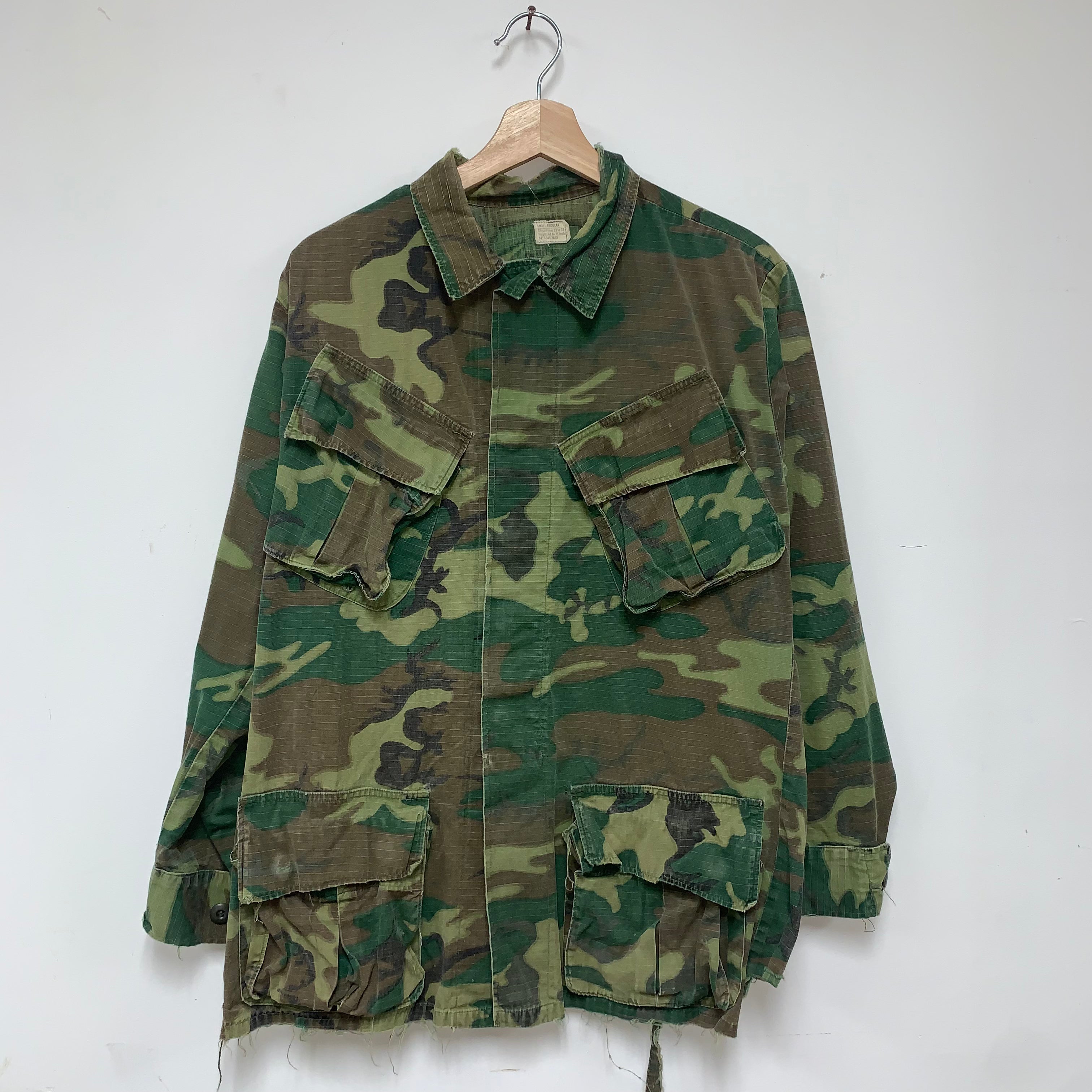 Vintage 60's Slant Pocket Military Ripstop Lightweight Jacket: S