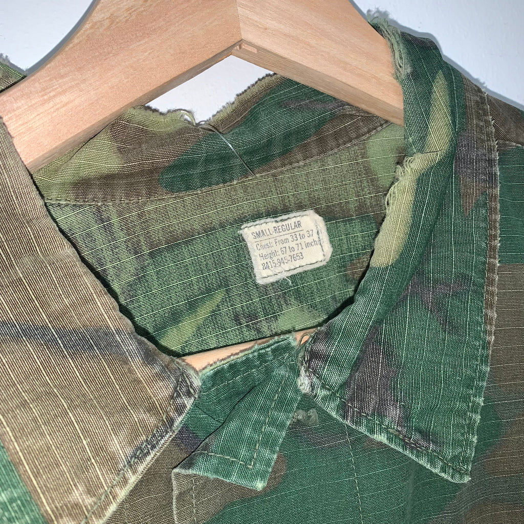 Vintage 60's Slant Pocket Military Ripstop Lightweight Jacket: S