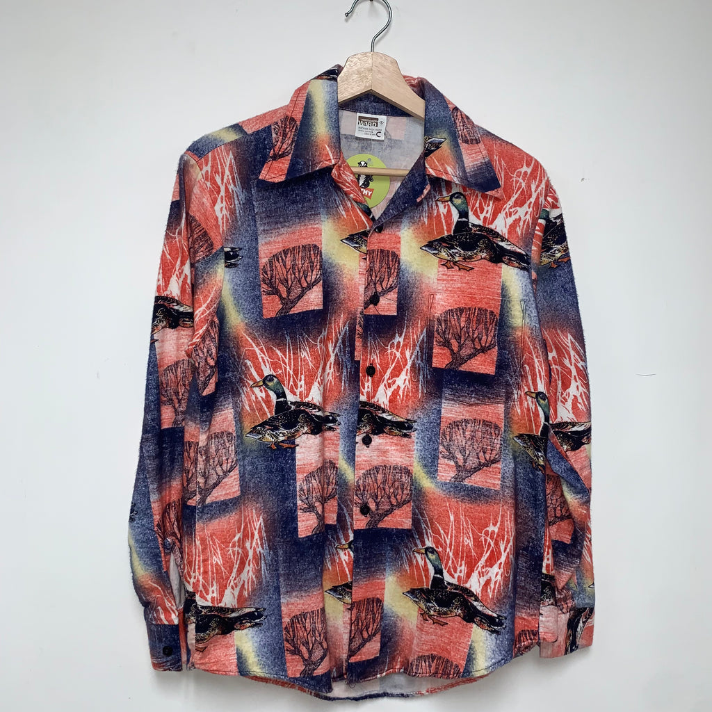Vintage Montgomery Ward Tree Duck Cotton Button Down: S
