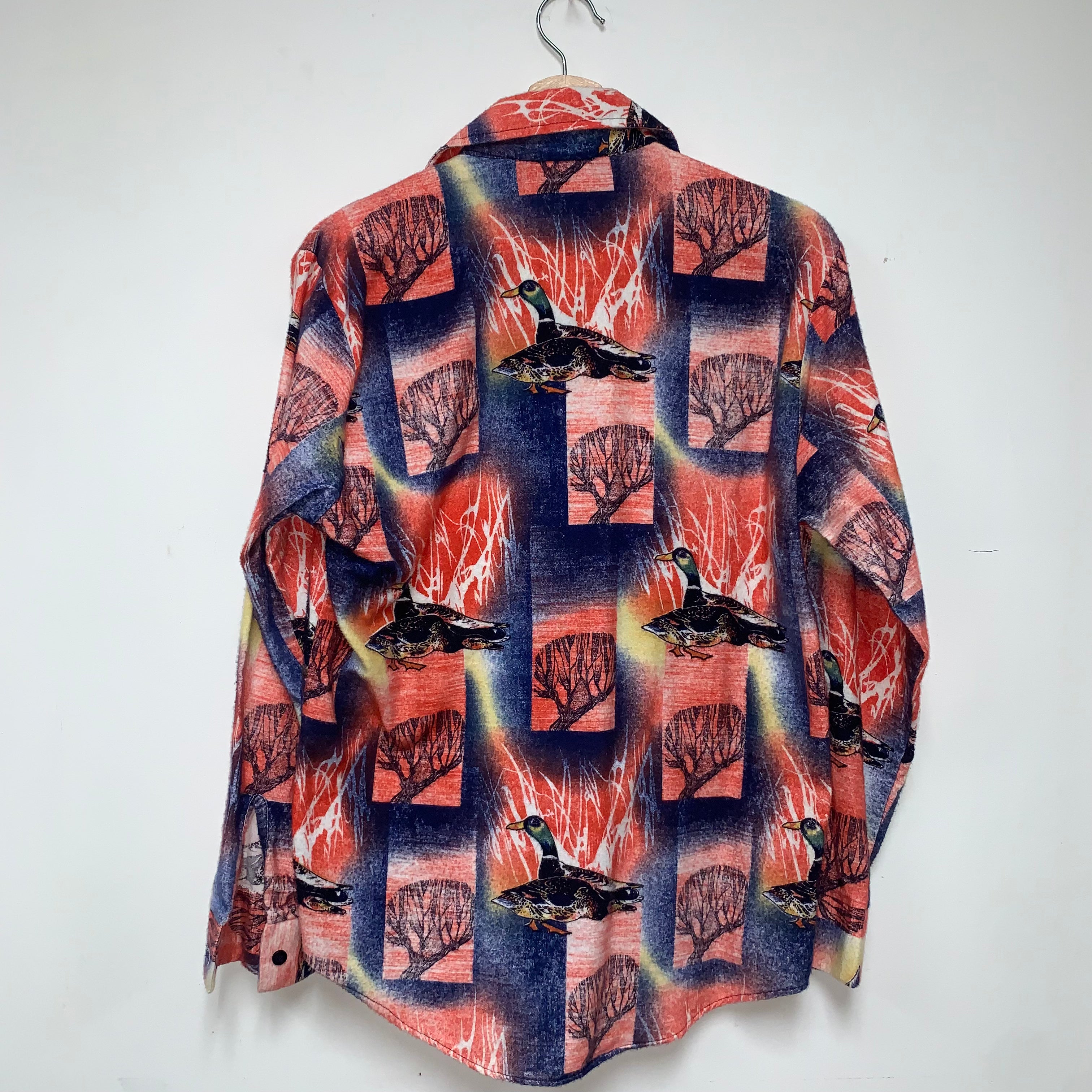 Vintage Montgomery Ward Tree Duck Cotton Button Down: S