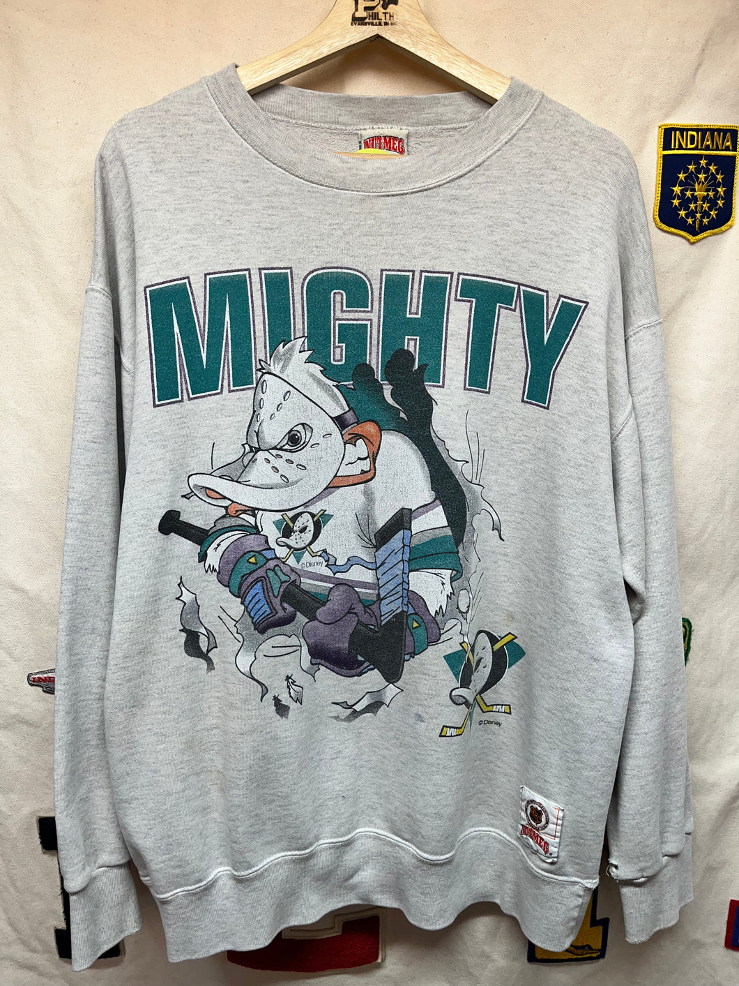 Vintage Mighty Ducks Breakthrough Disney Nutmeg Mills Grey Crewneck Sweatshirt: Large