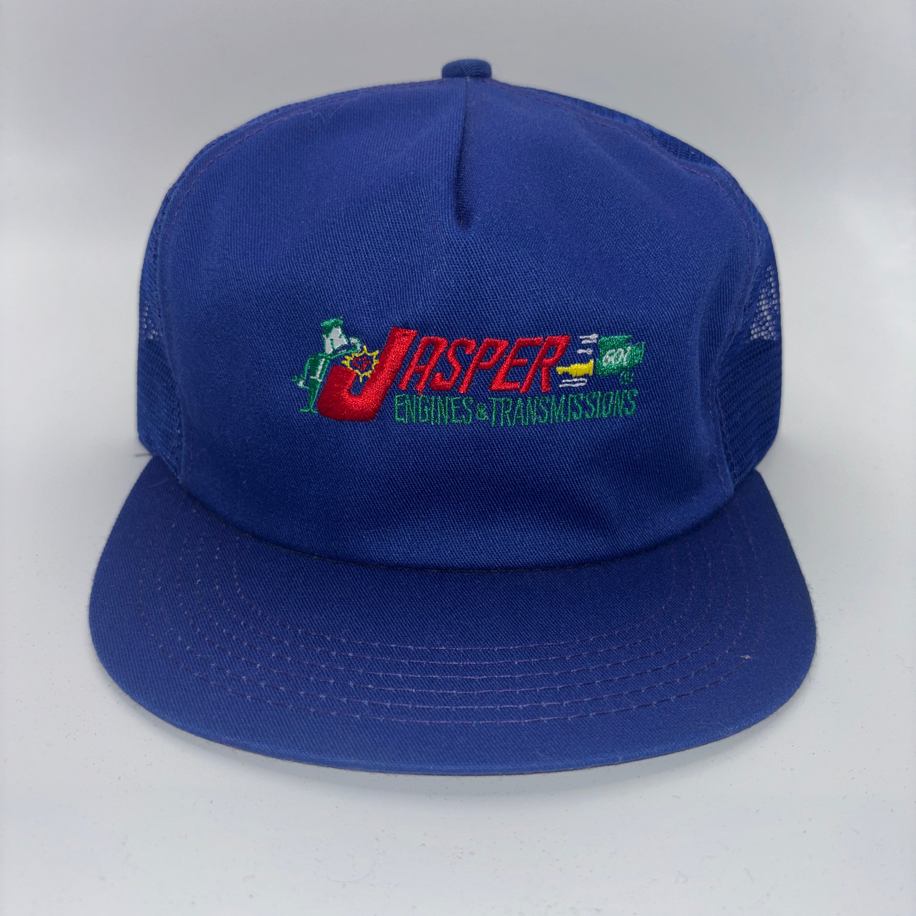 Vintage Jasper Engines Racing Blue Mesh Trucker K Products Snapback Hat