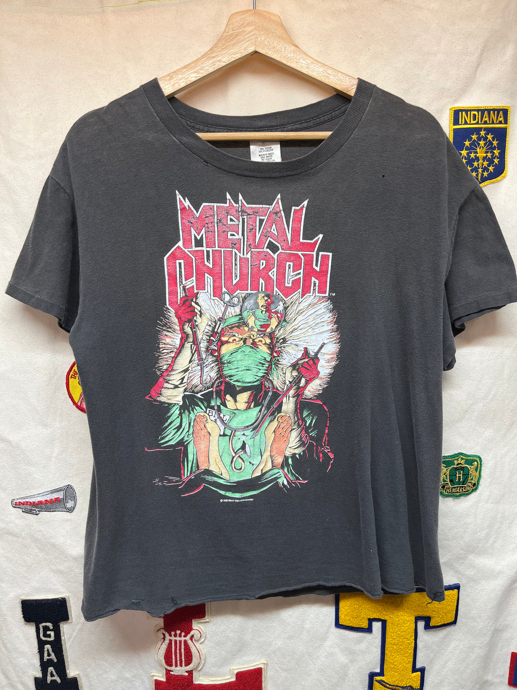 Vintage Metal Church Fake Healer Surgery 1989 Faded Punk Band T-Shirt: Large/Medium