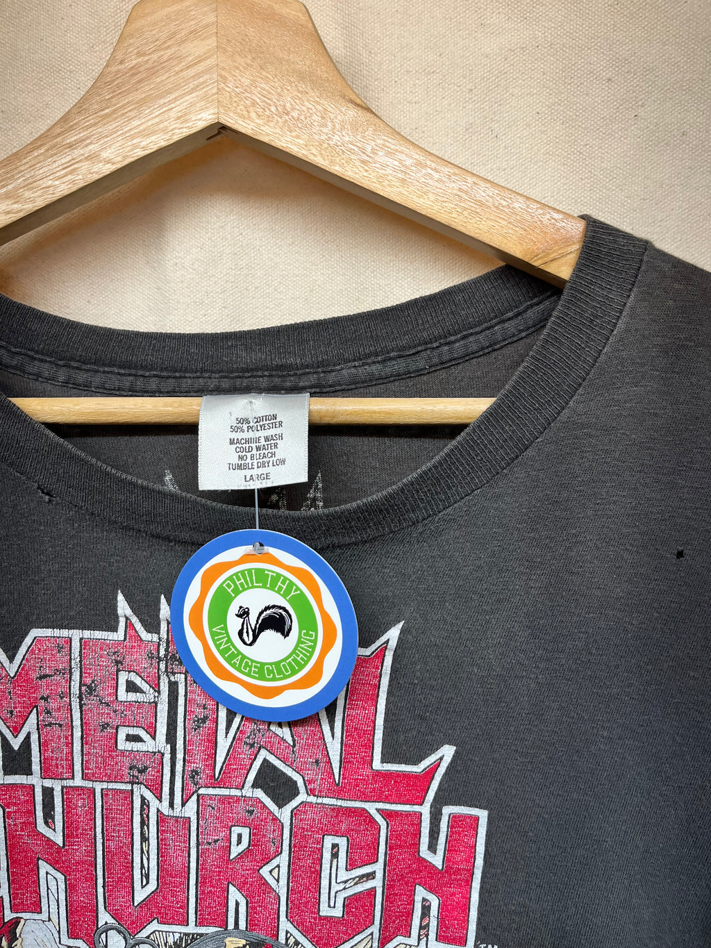 Vintage Metal Church Fake Healer Surgery 1989 Faded Punk Band T-Shirt: Large/Medium