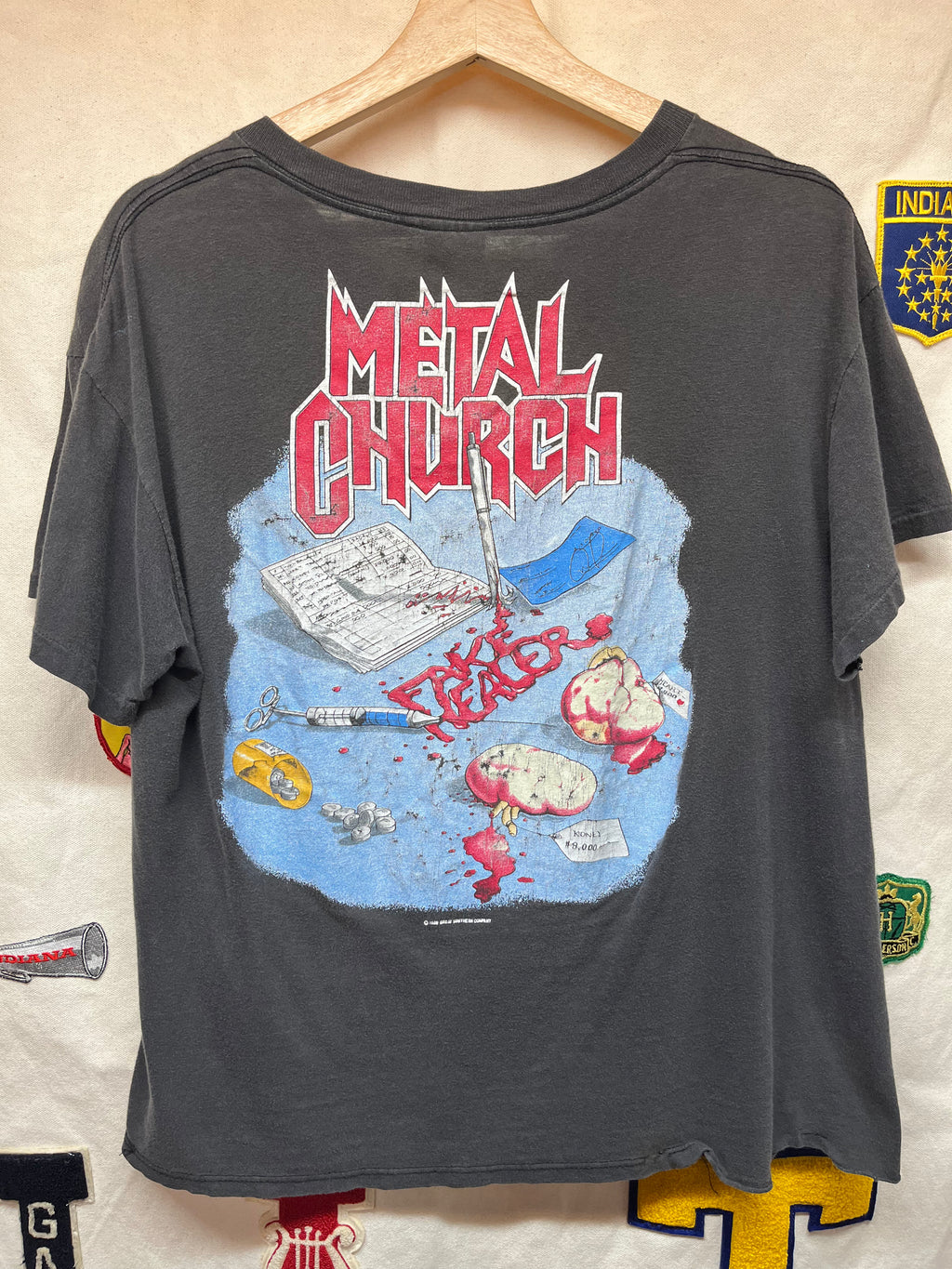 Vintage Metal Church Fake Healer Surgery 1989 Faded Punk Band T-Shirt: Large/Medium